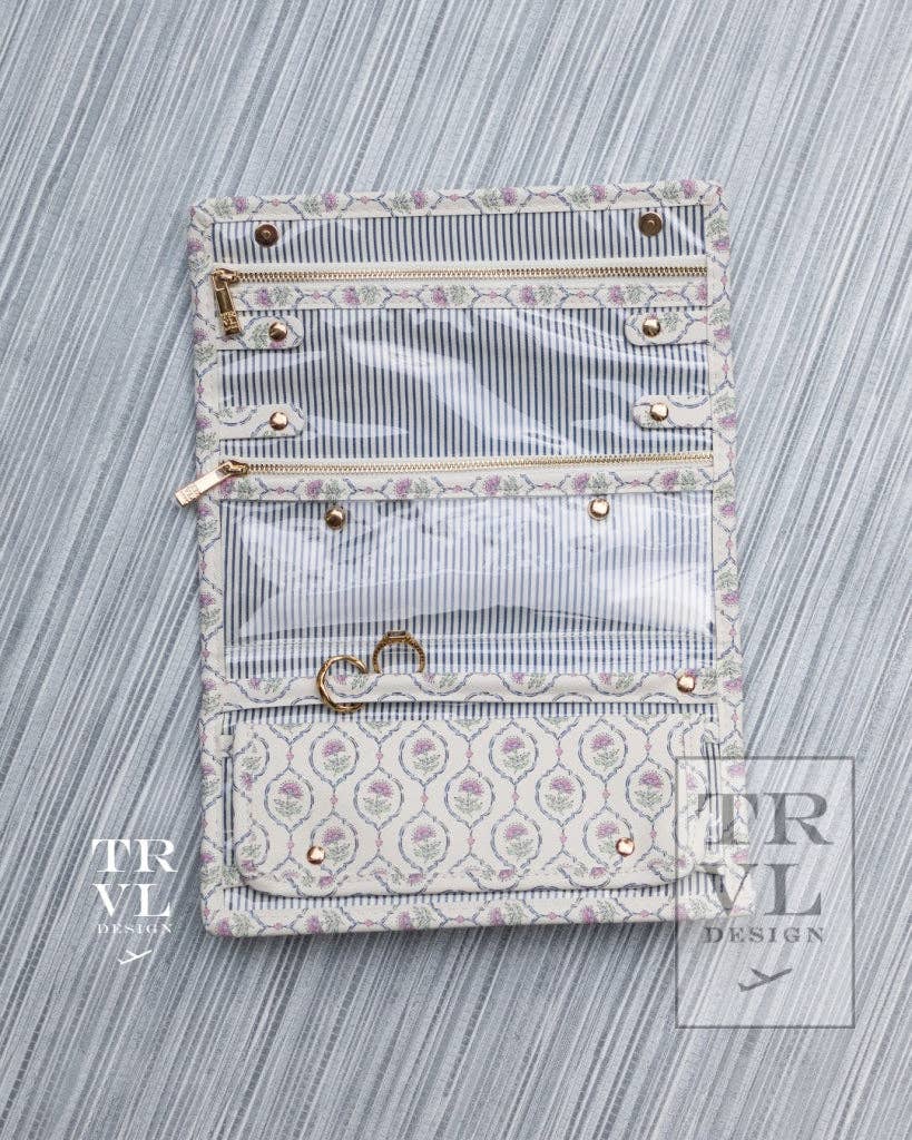 Luxe Jewelry Wallet - Antibes With Navy Pinstripe Liner