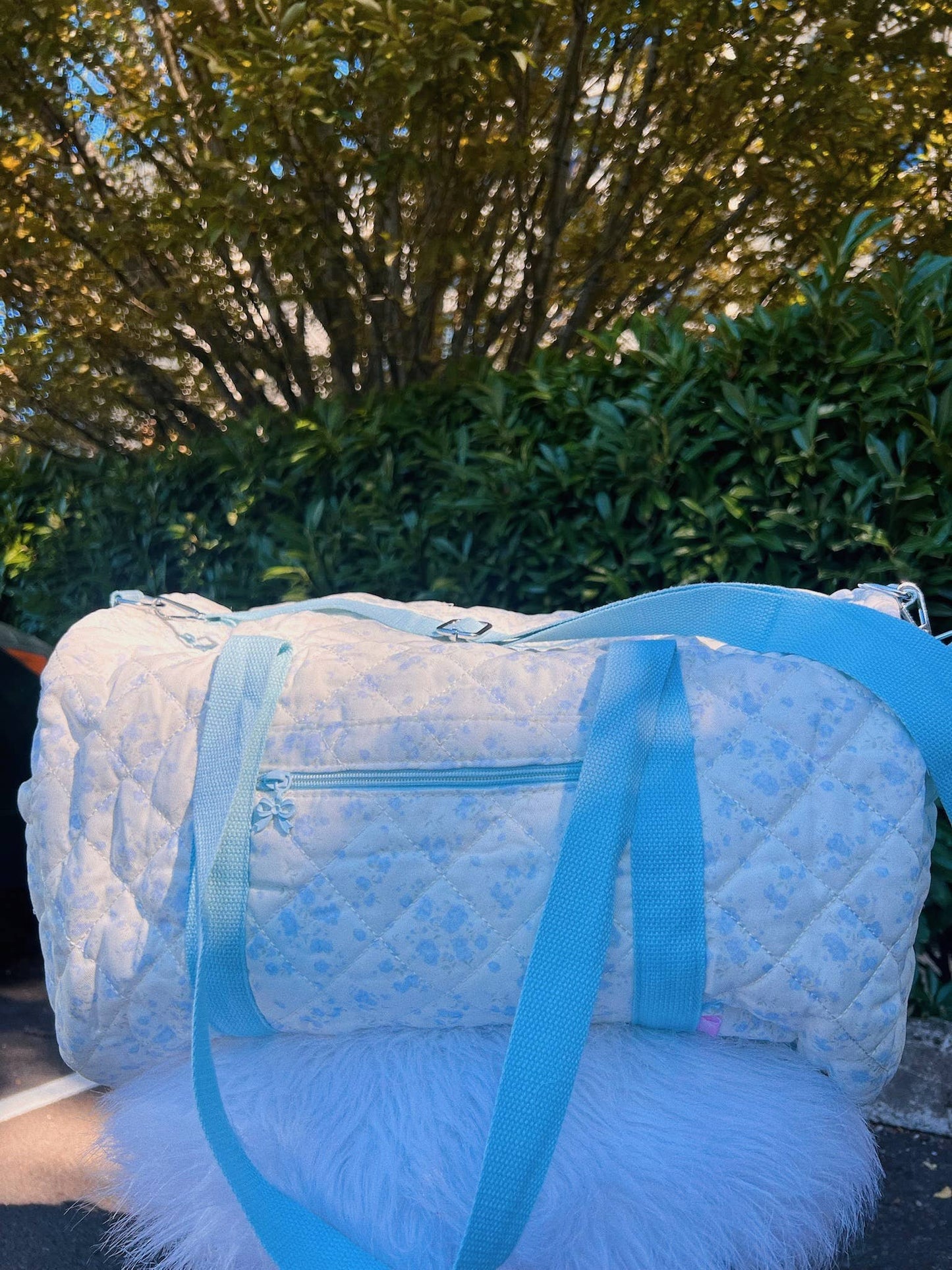 Blue Floral Duffel Bag