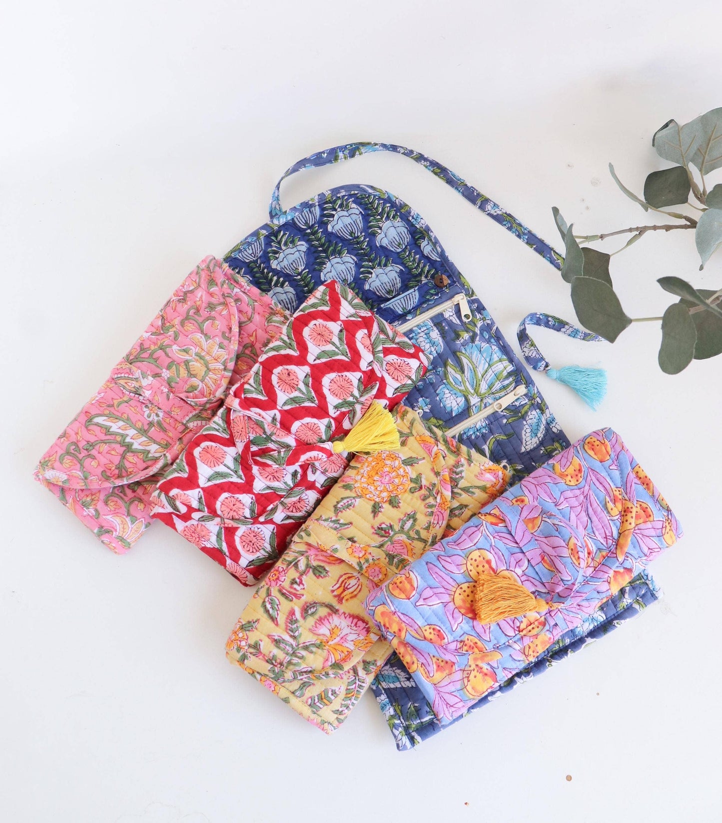 Cotton Jewelry Roll - Blue