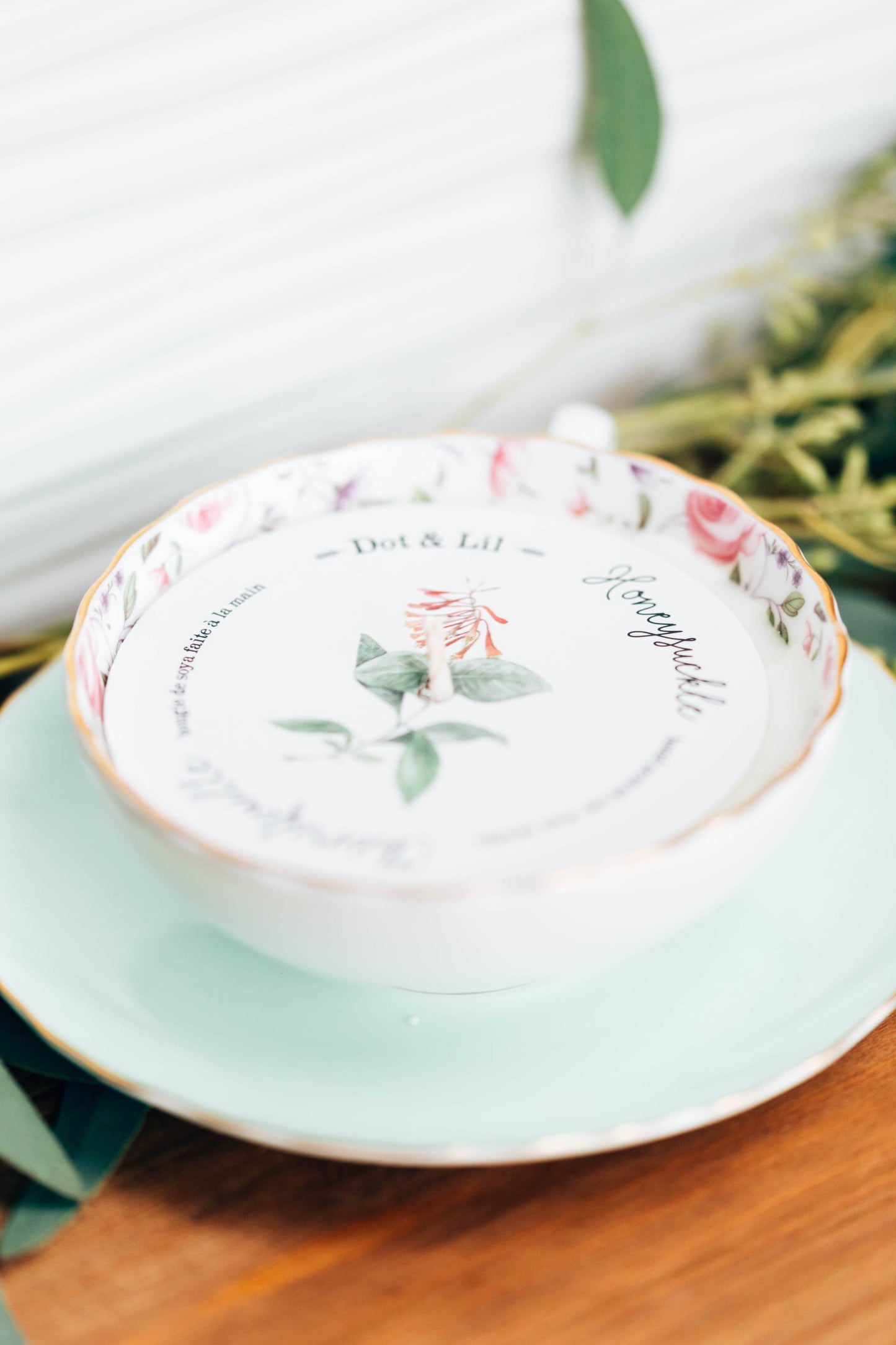 Honeysuckle Teacup Candle