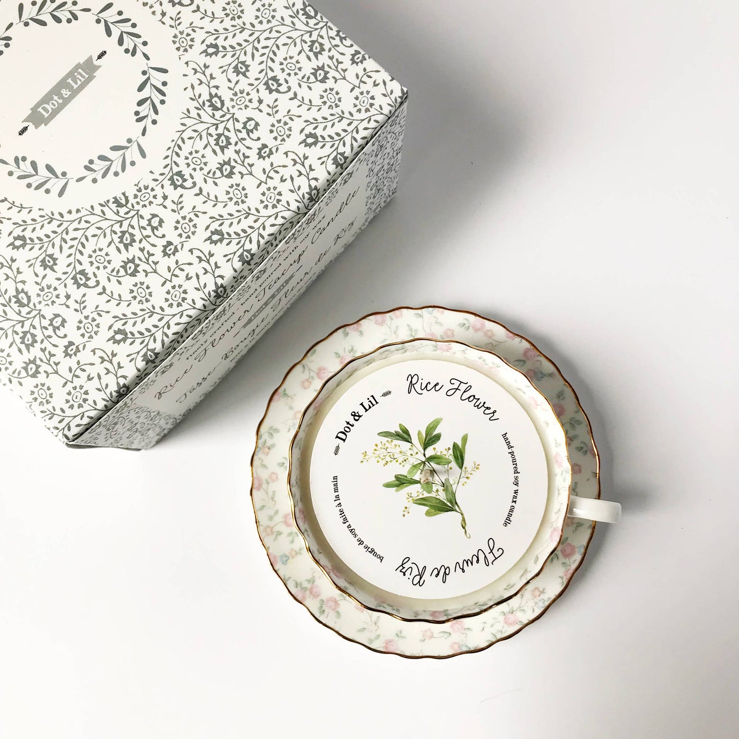 Rice Flower Teacup Candle