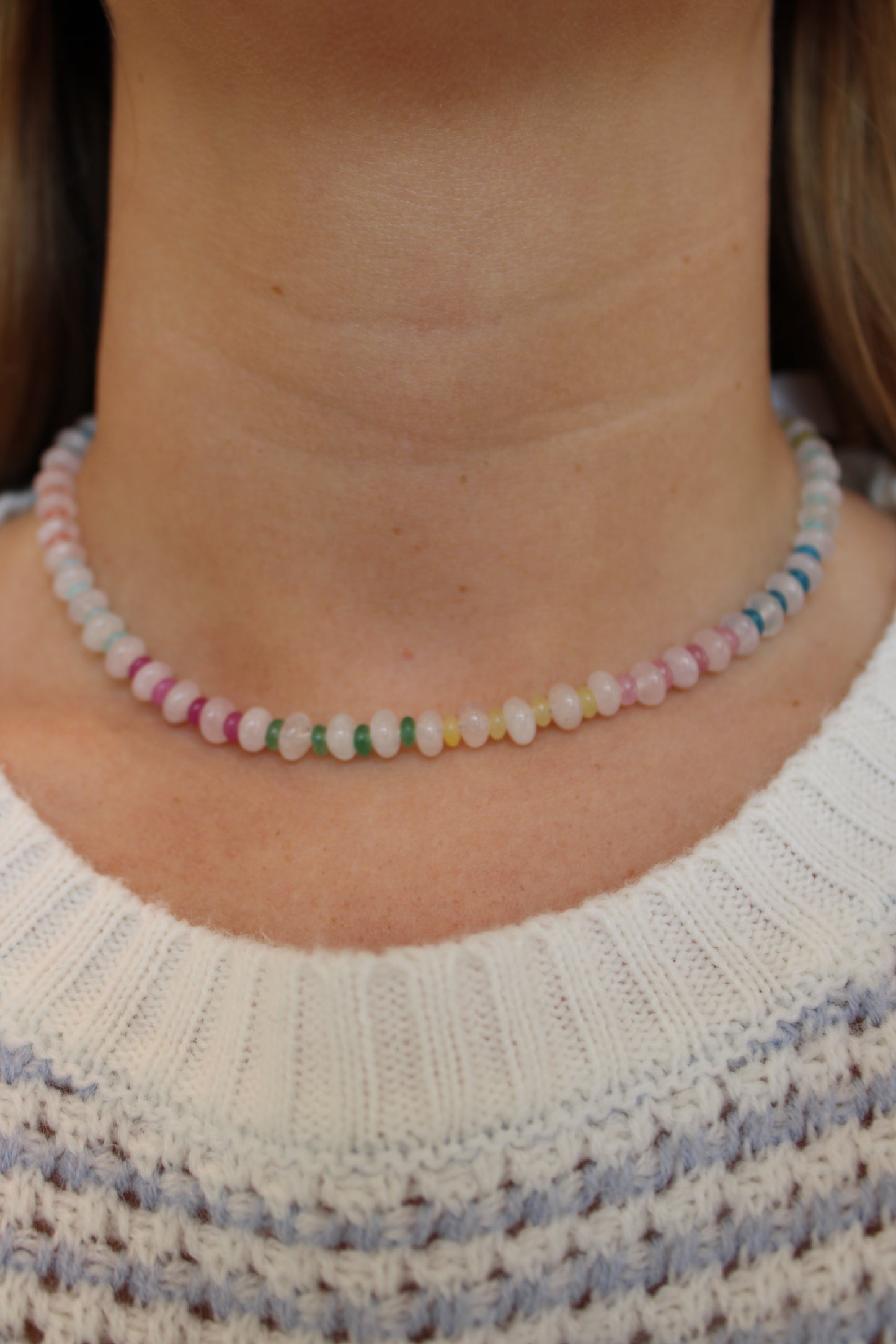 Rainbow Blush Gemstone Necklace