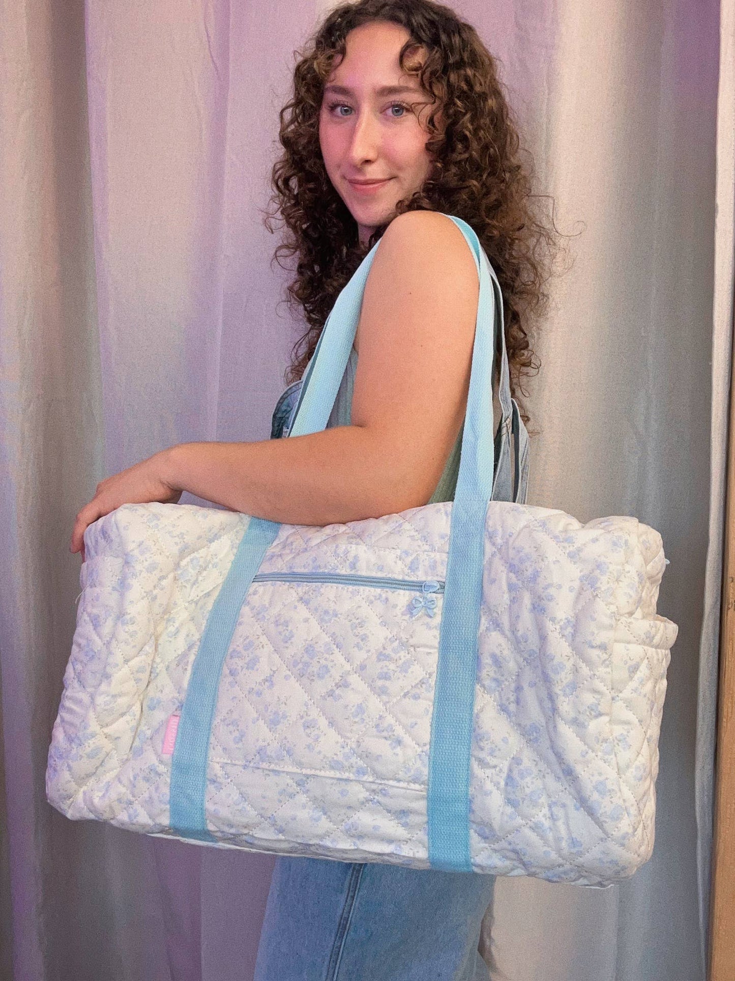 Blue Floral Duffel Bag
