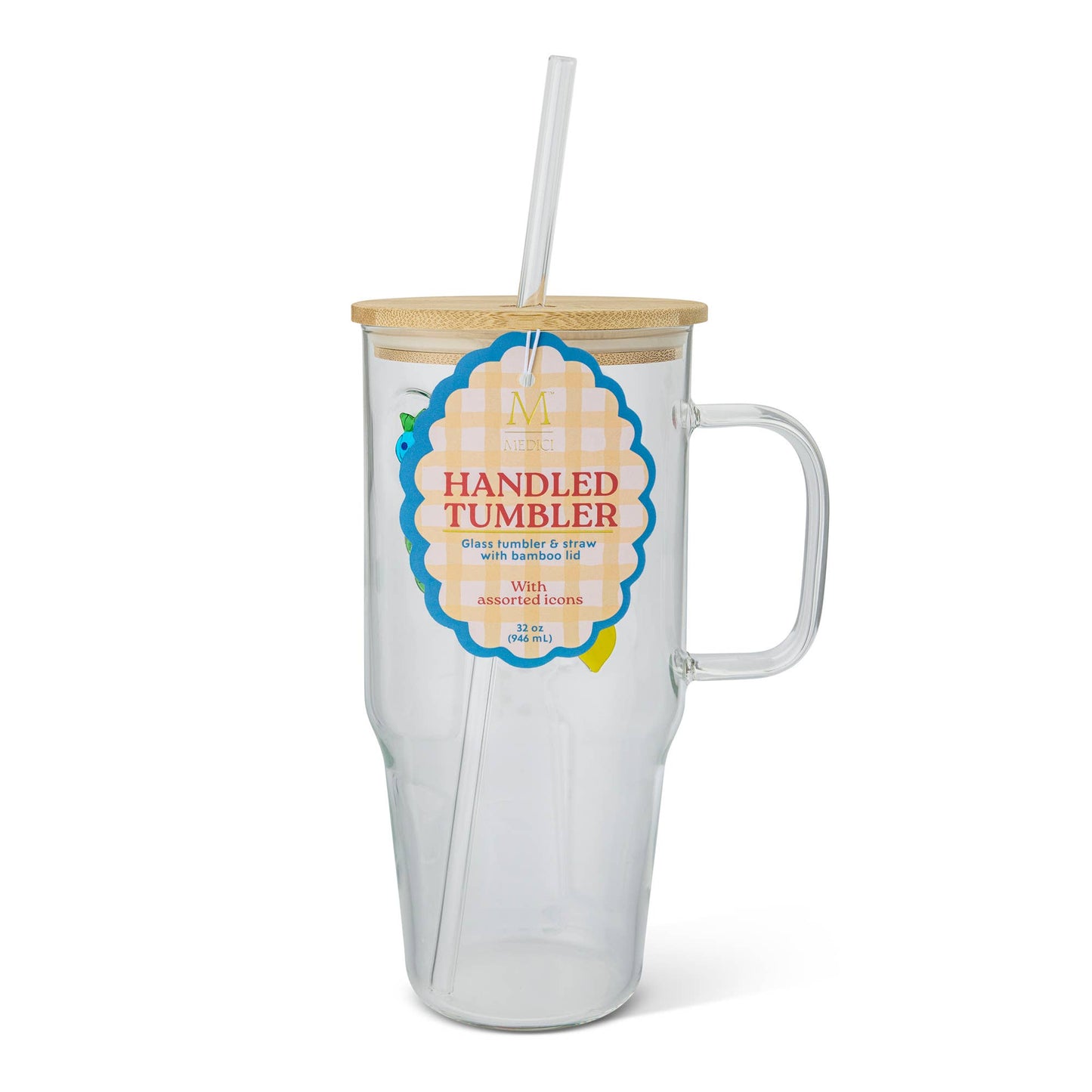 32oz Handled Glass Tumbler - Fruit