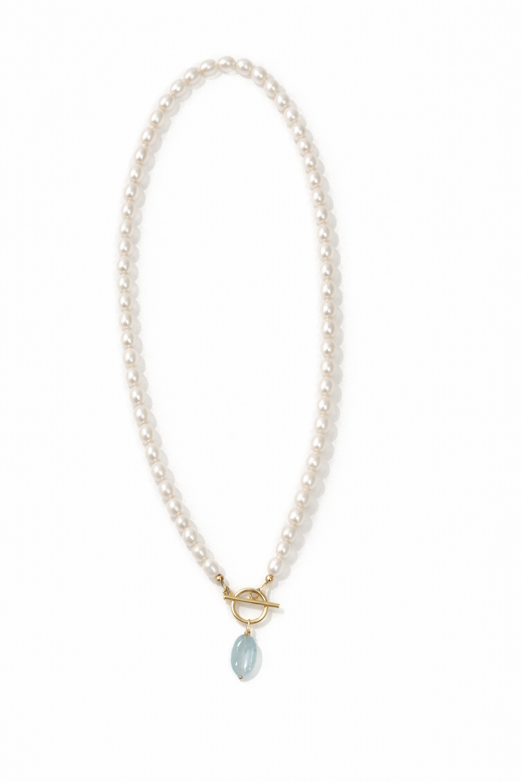 Freshwater Pearl + Morganite Toggle Necklace