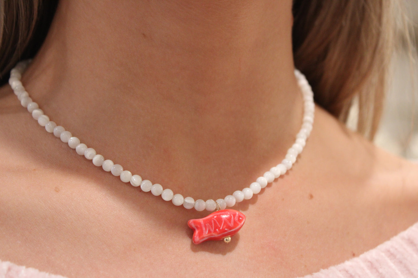 Mother of Pearl Fish Necklace