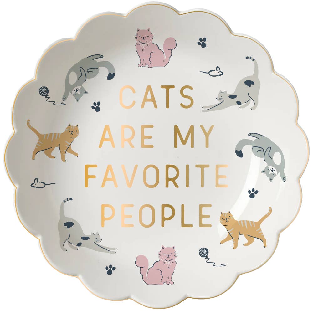 Ceramic Trinket Tray | Cats Are My Favorite Scallop Tray