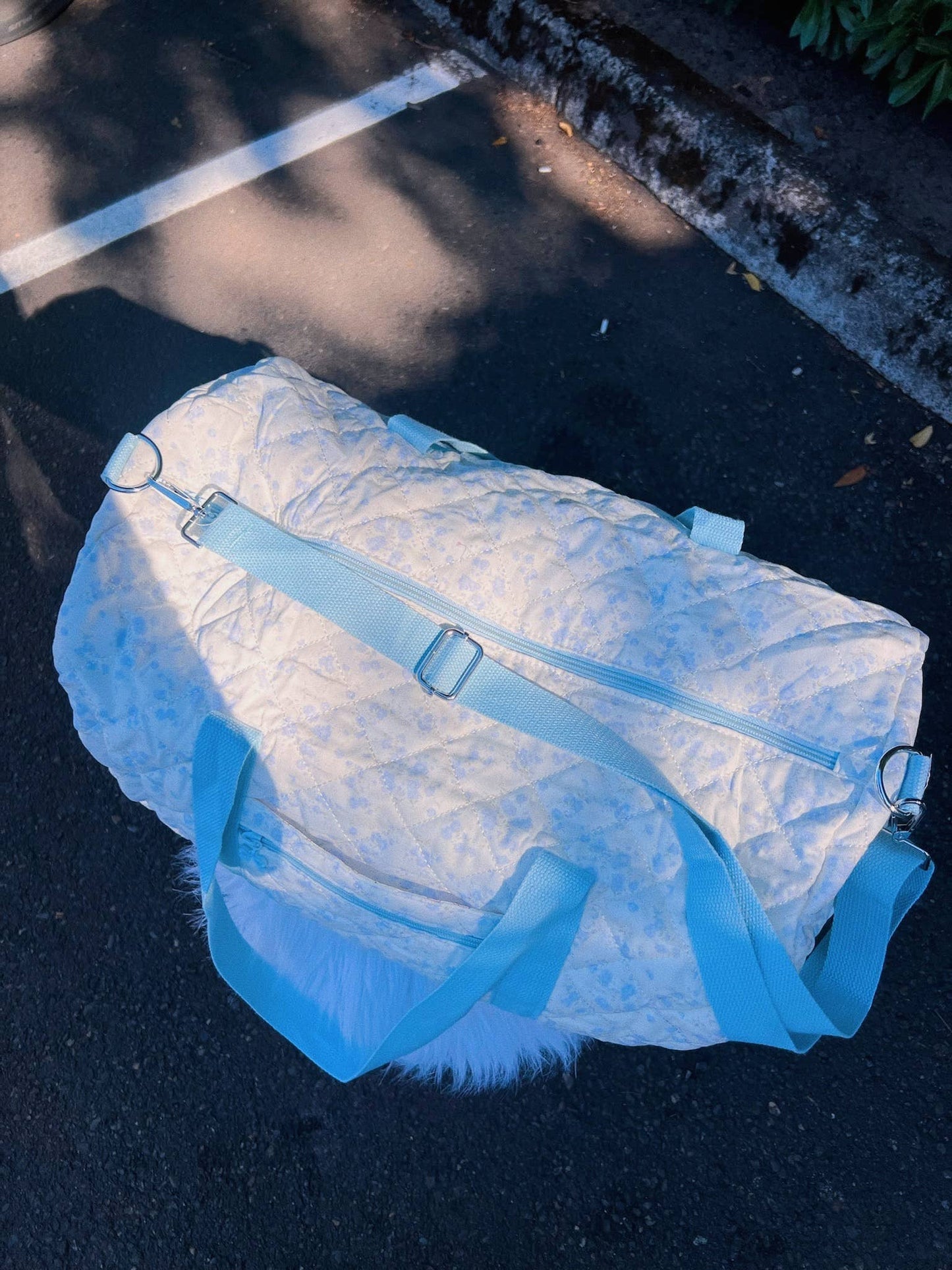 Blue Floral Duffel Bag