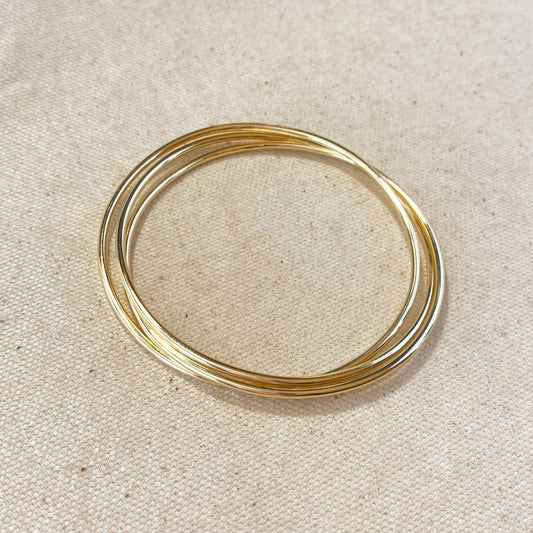 18k Gold Filled Triple Bangle Bracelet