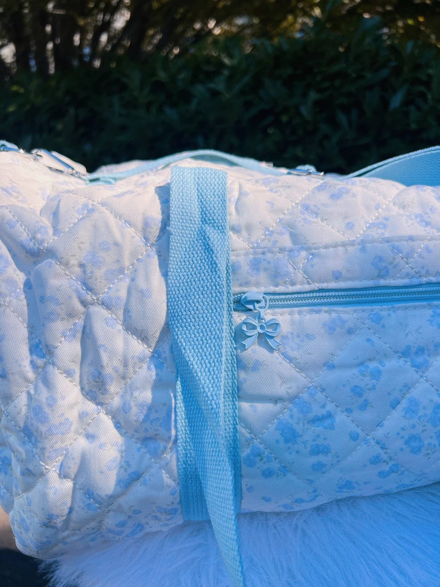 Blue Floral Duffel Bag