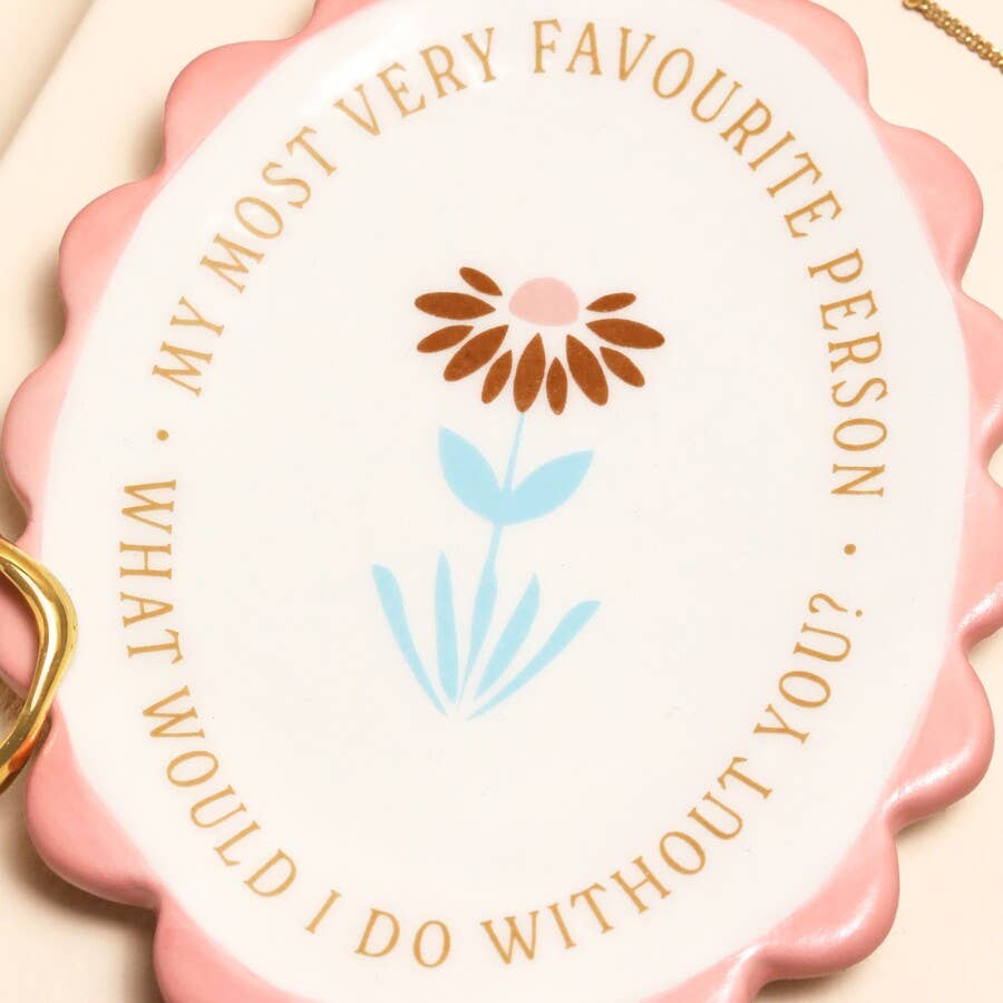 Pink Scallop Most Favourite Person Ceramic Trinket Dish