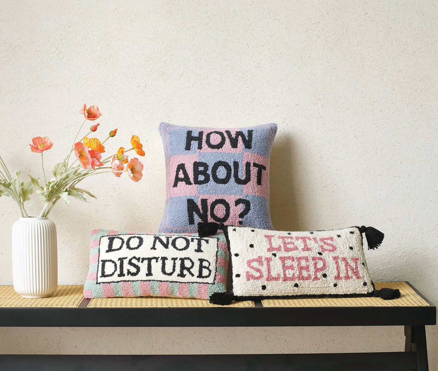 Let's Sleep In W/Tassels Hook Pillow