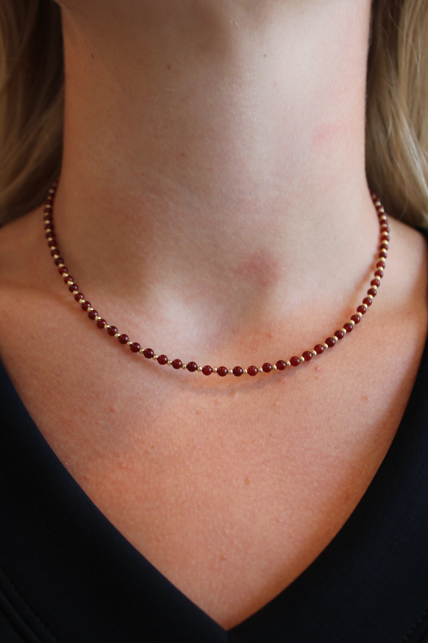 Crimson Ember Gemstone Necklace