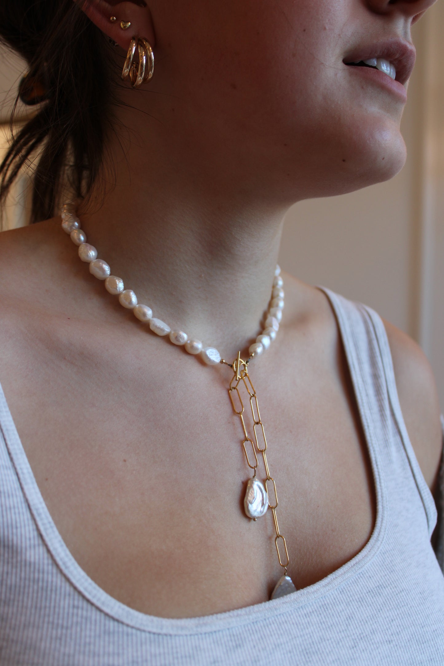 Freshwater Pearl Toggle Drop Necklace