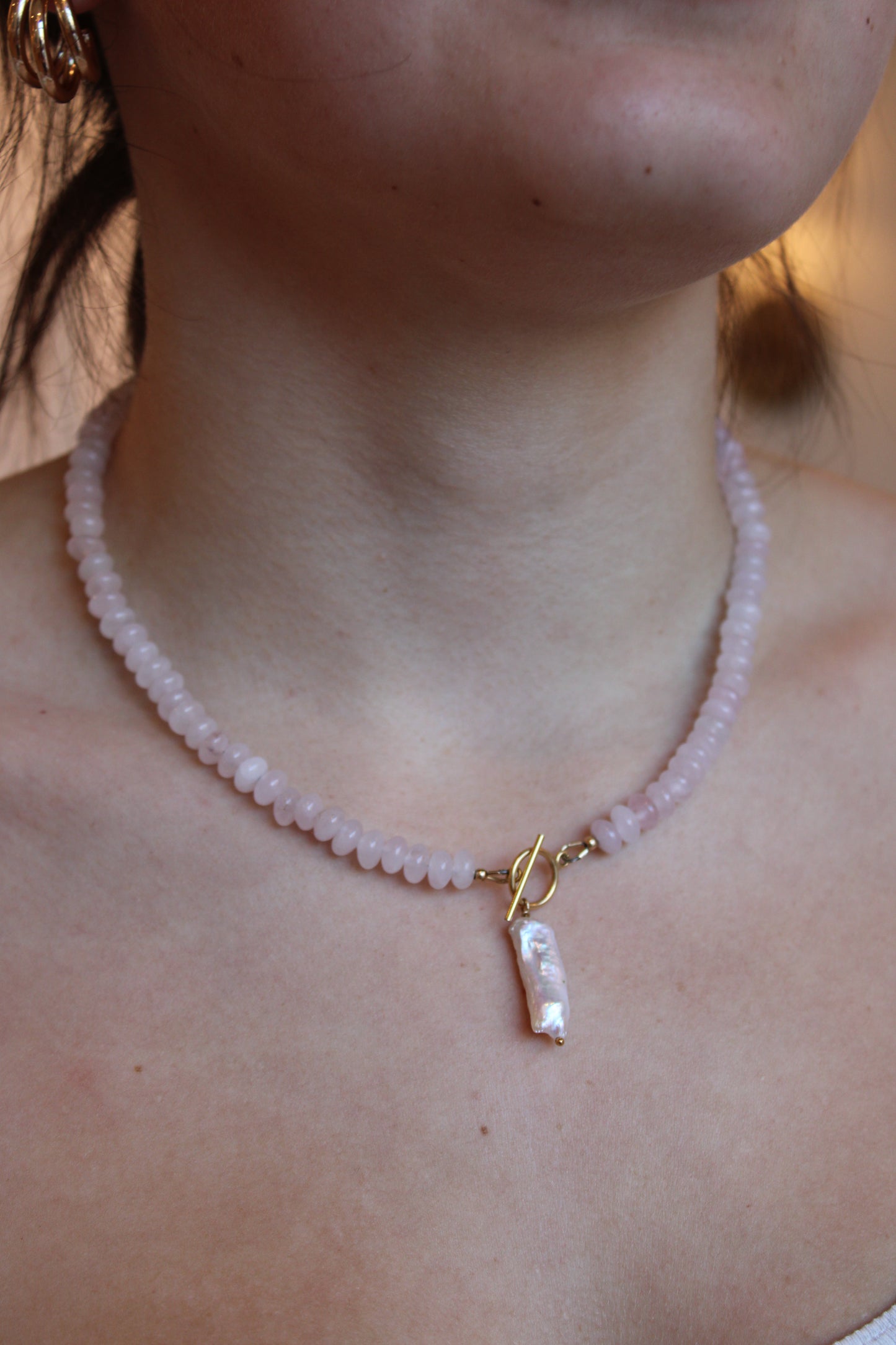Rose Quartz Toggle Necklace