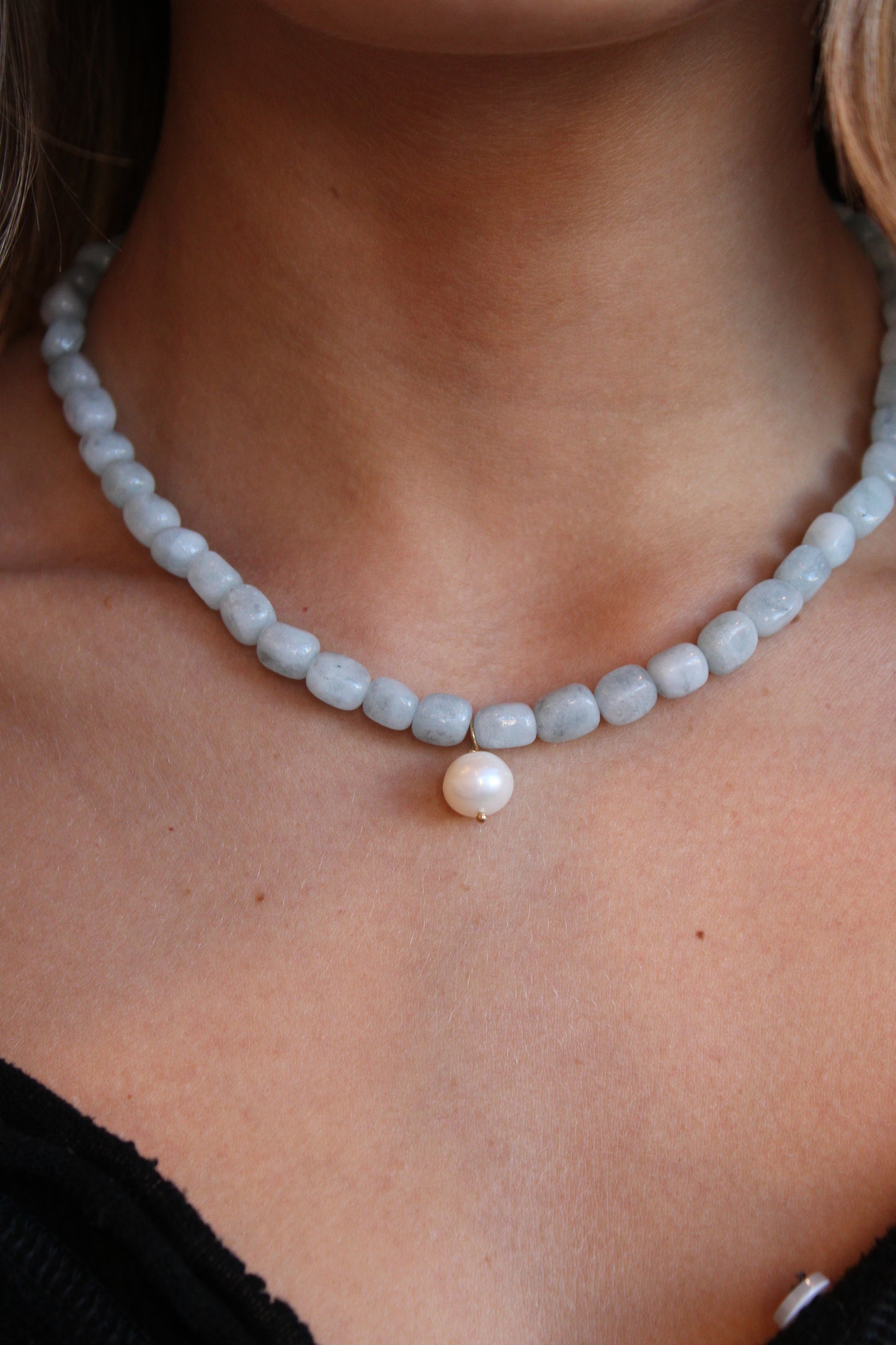 Aquamarine Cube Necklace
