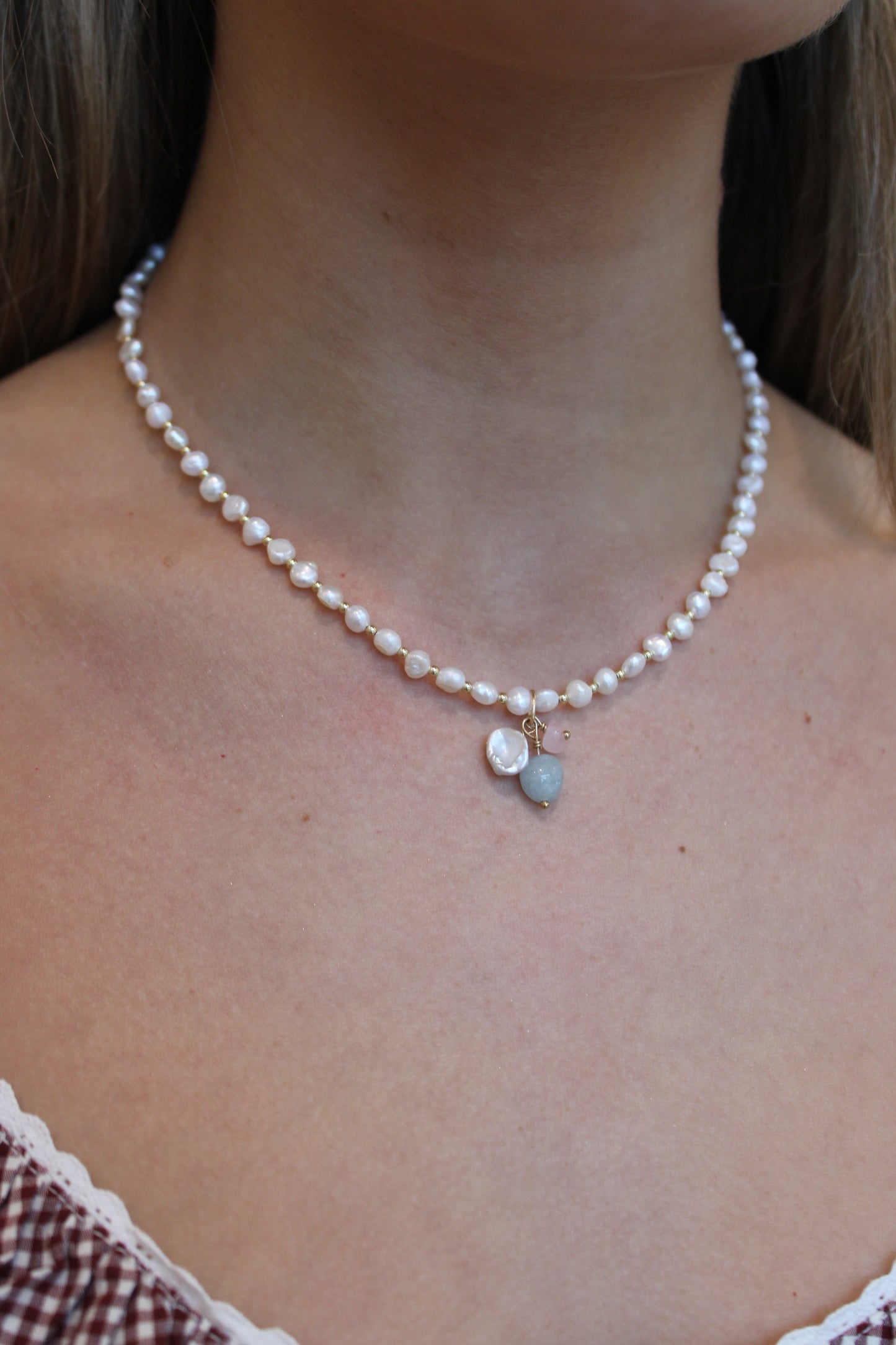 Tri Gem Drop Necklace
