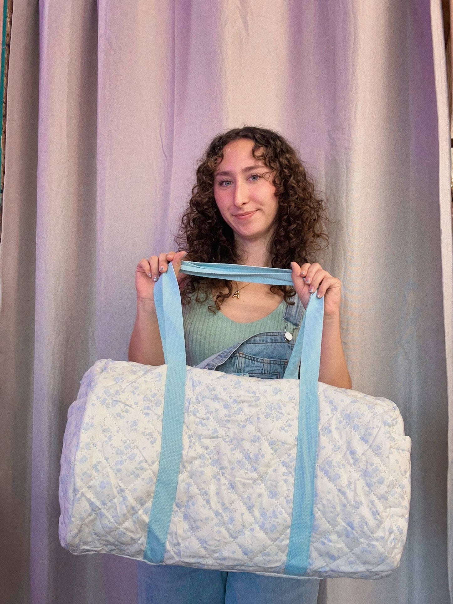 Blue Floral Duffel Bag