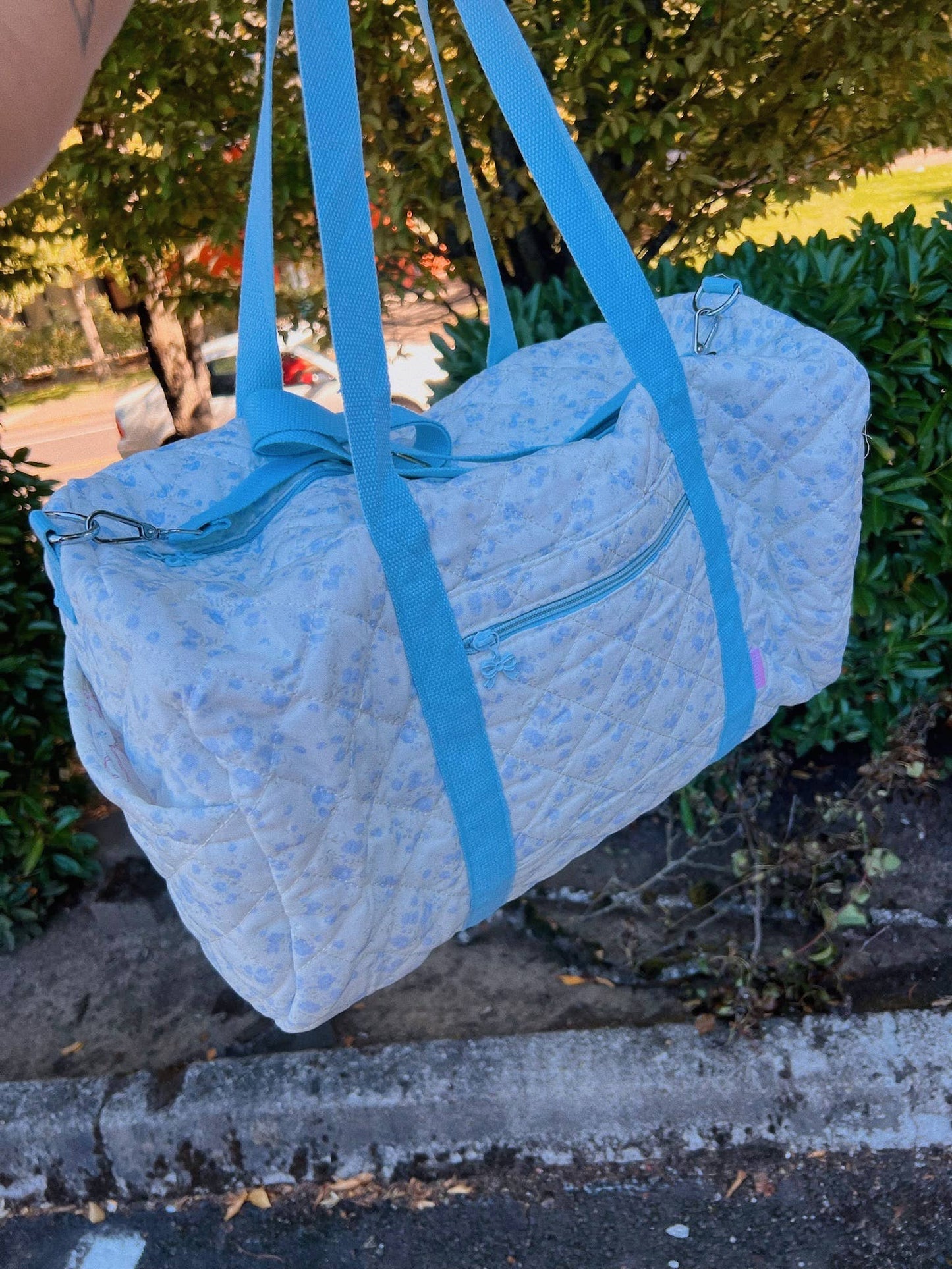Blue Floral Duffel Bag