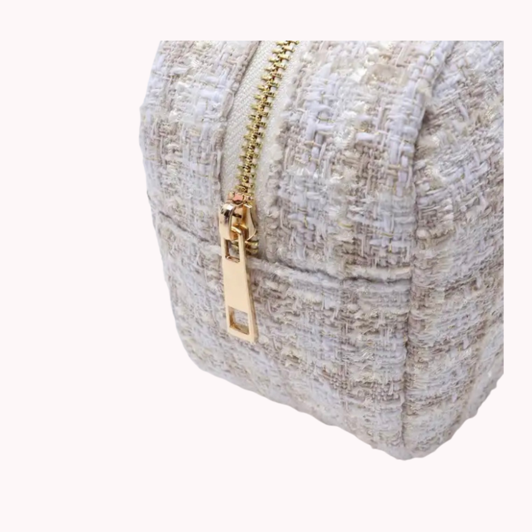 Tweed Plaid Cosmetic Pouch | Make Up Bag