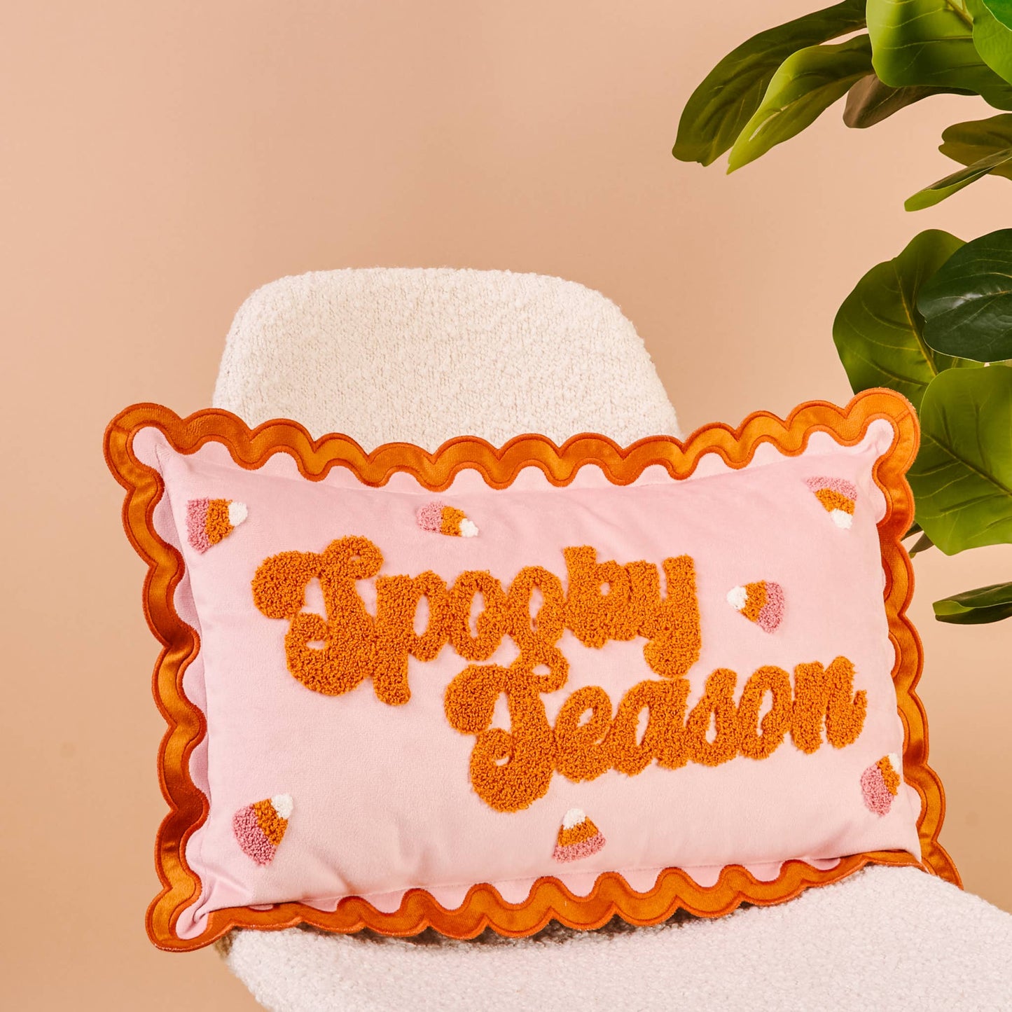Scalloped Rectangle Throw Pillow-Spooky Season
