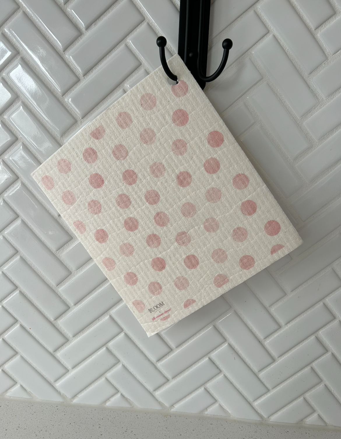 Pink Polka Dot Swedish Dishcloth