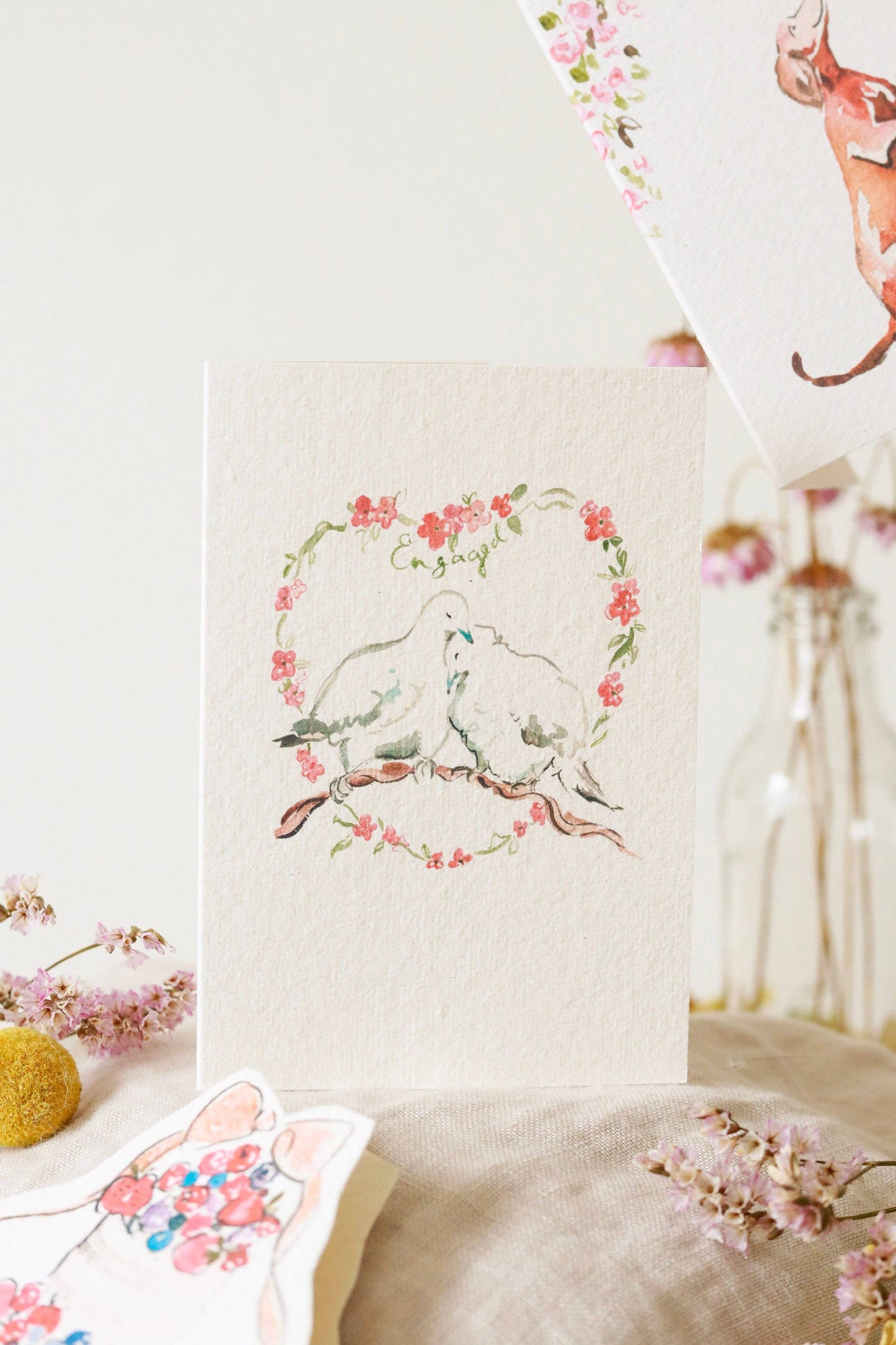 Engaged doves card