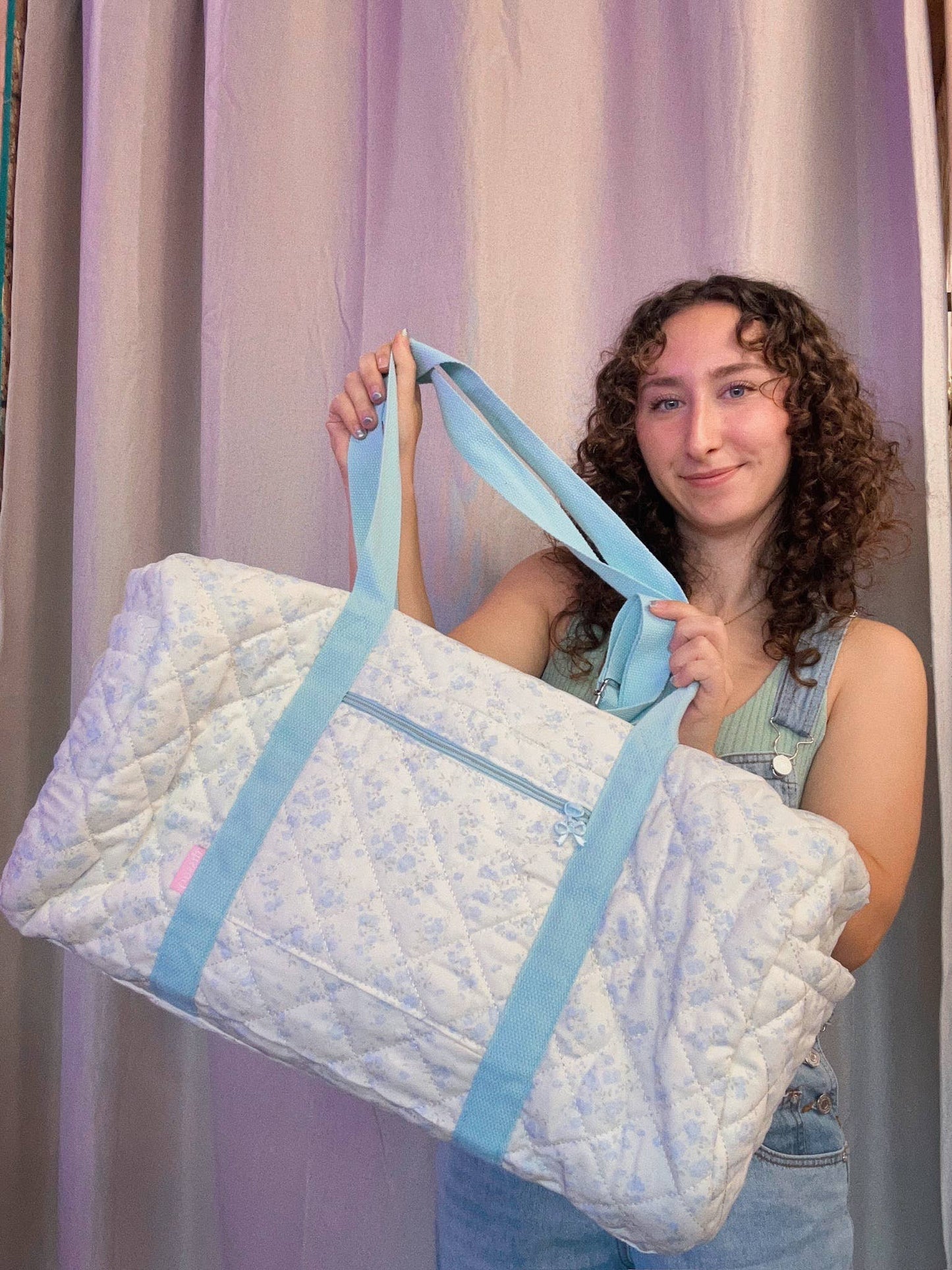 Blue Floral Duffel Bag