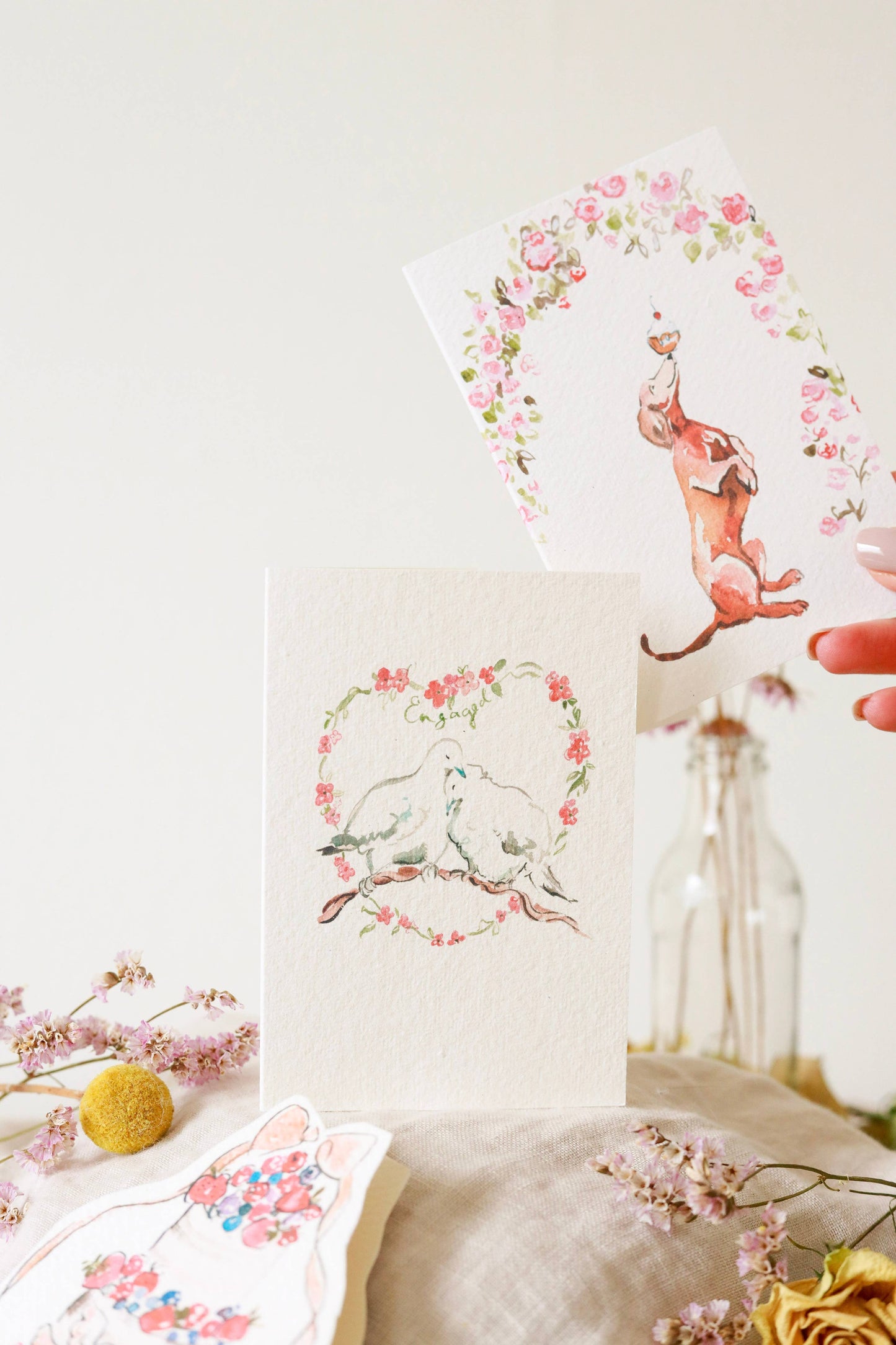 Engaged doves card