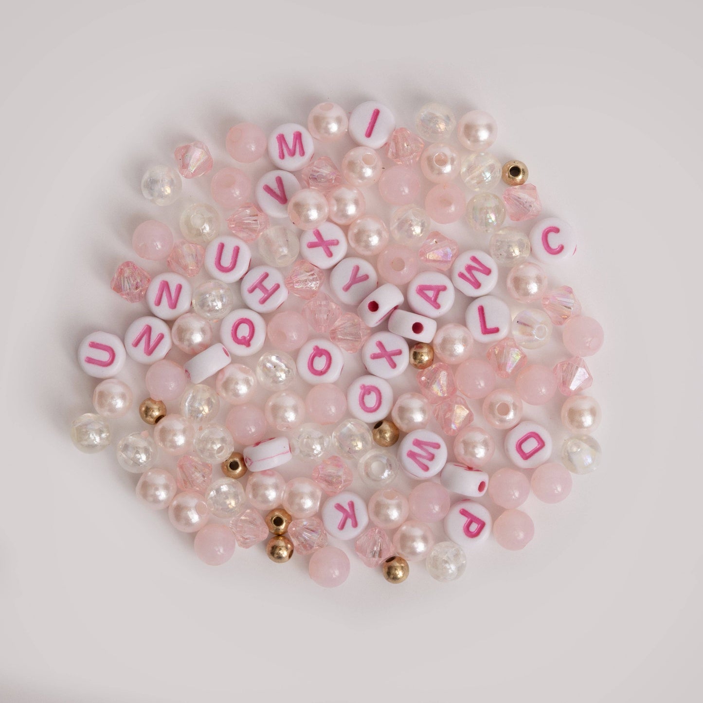 Large Holiday Snow Globe DIY Pink Letter Bead Kit with Candy Cane Charm