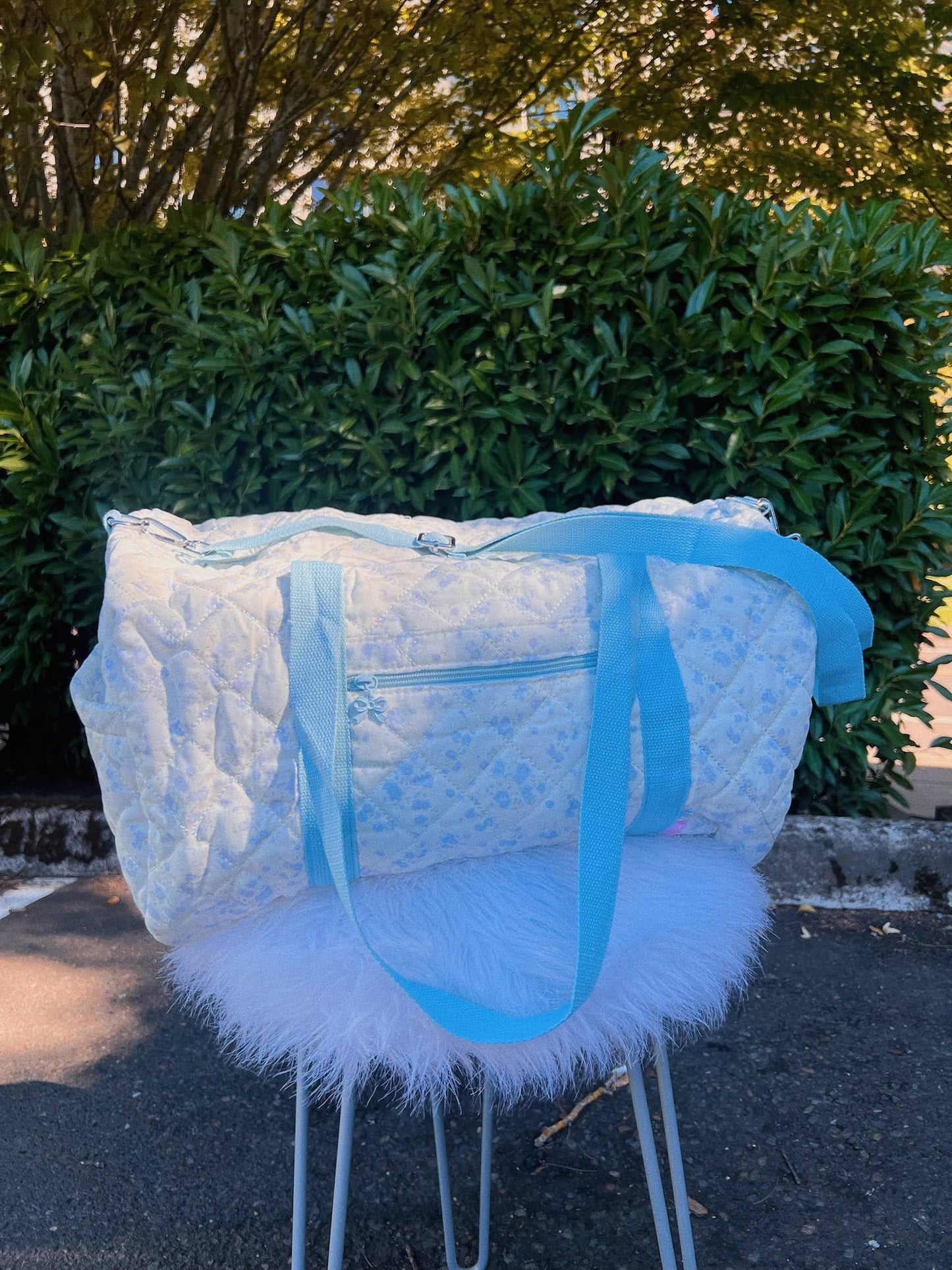 Blue Floral Duffel Bag