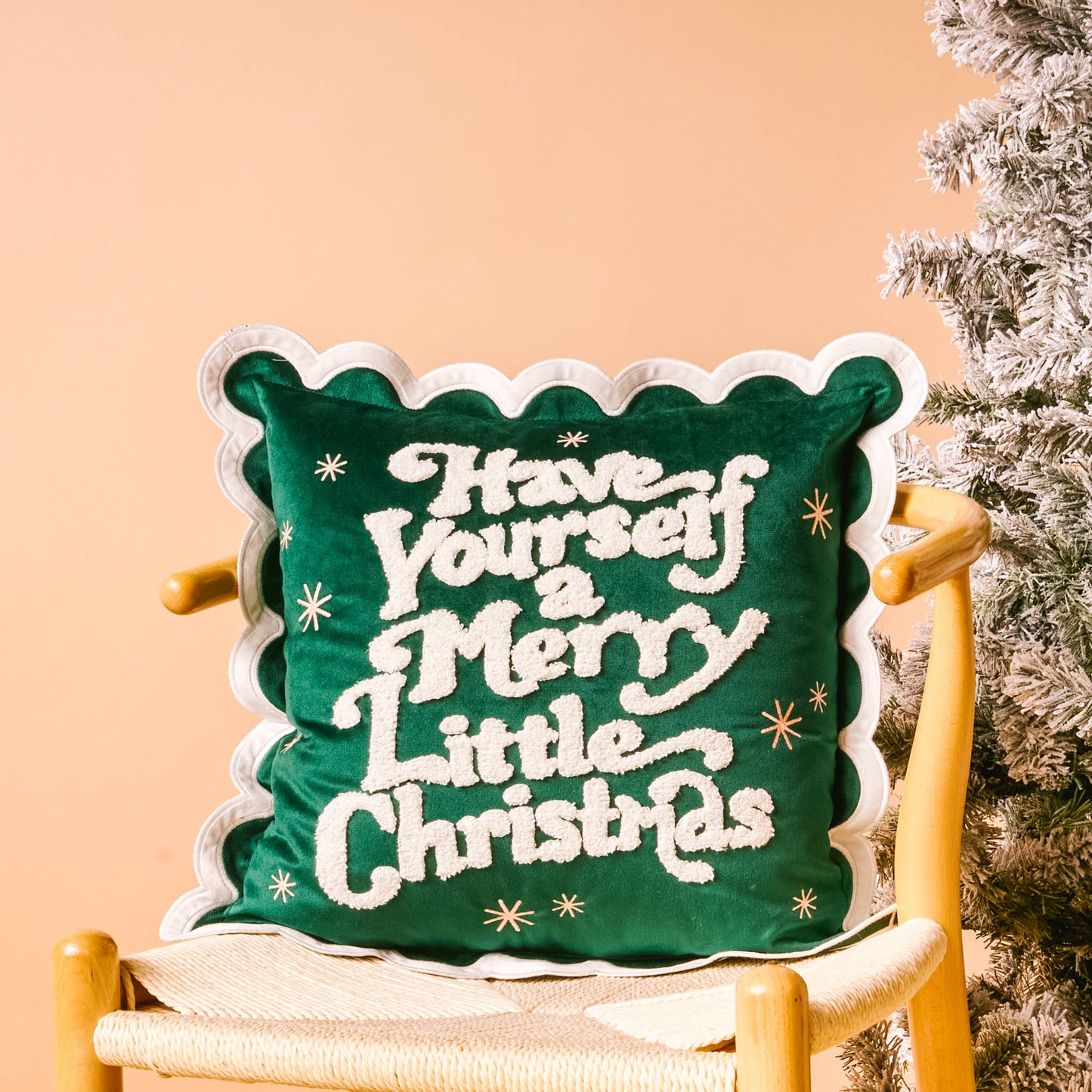 Scalloped Square Throw Pillow-Merry Little Christmas