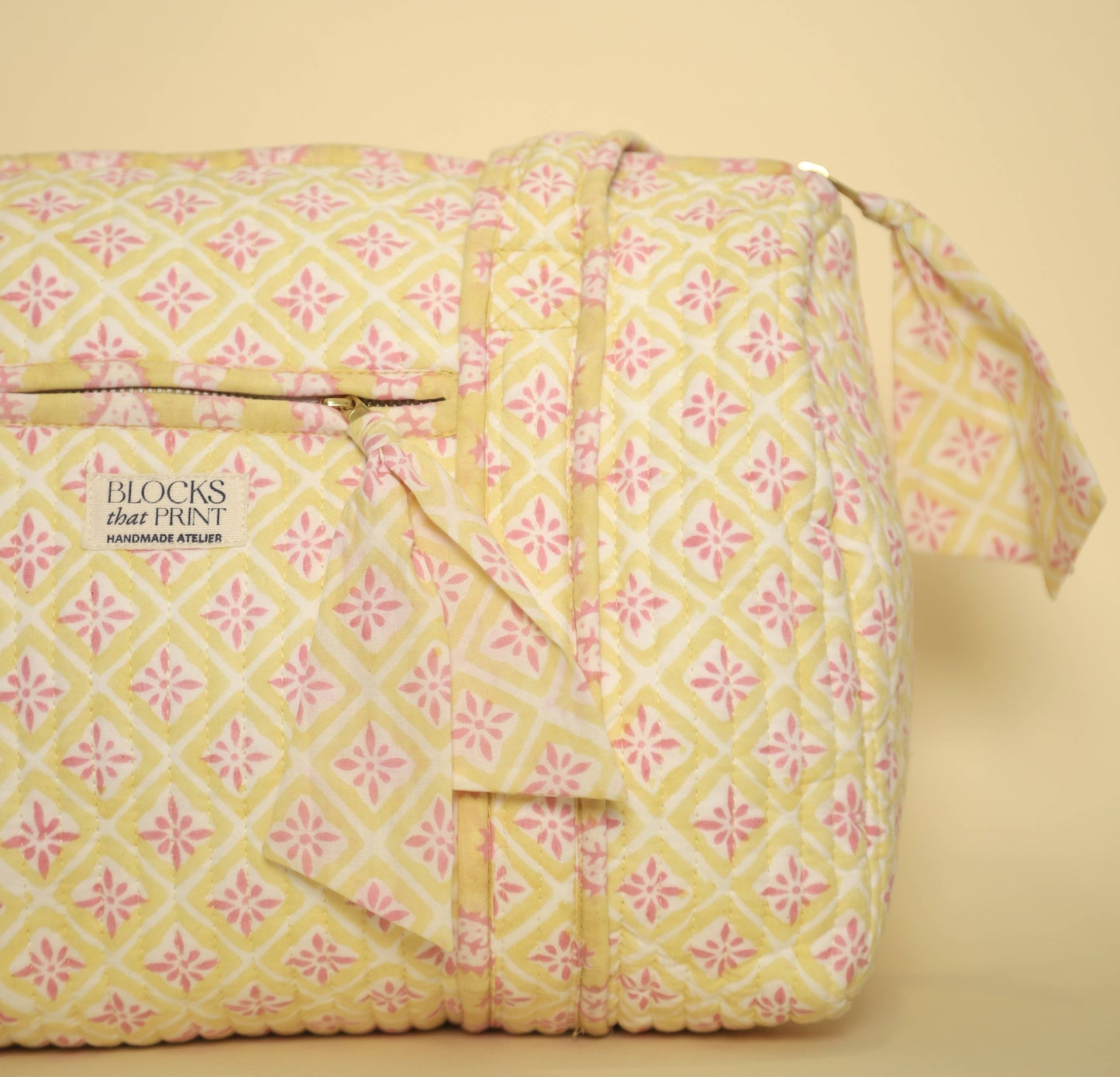 Yellow Quilted Duffle Bag