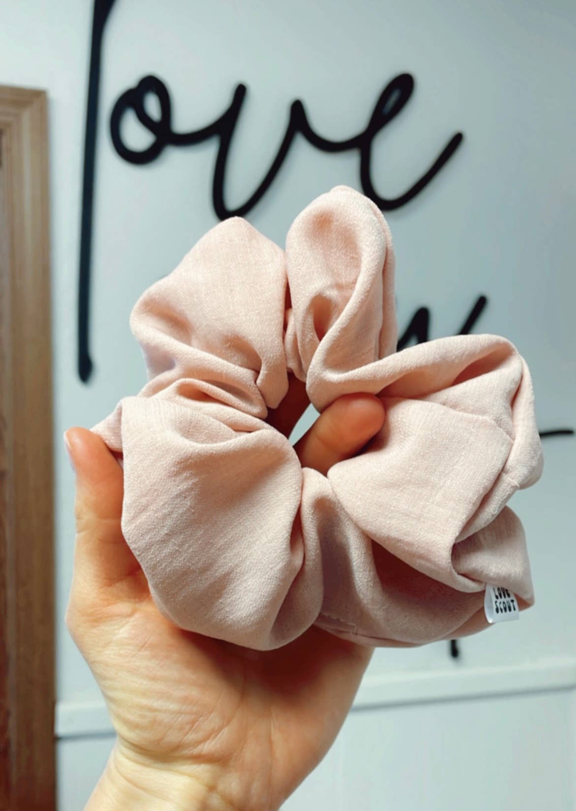 Light Pink Linen Jumbo Scrunchie