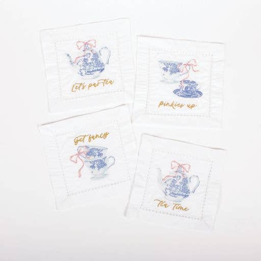 High Tea Embroidered Cocktail Napkin Set