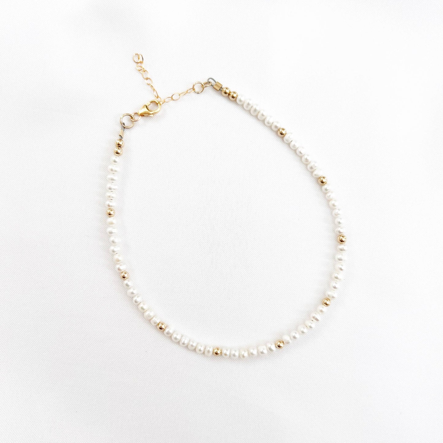 Dainty Freshwater Pearl Gold Filled Anklet