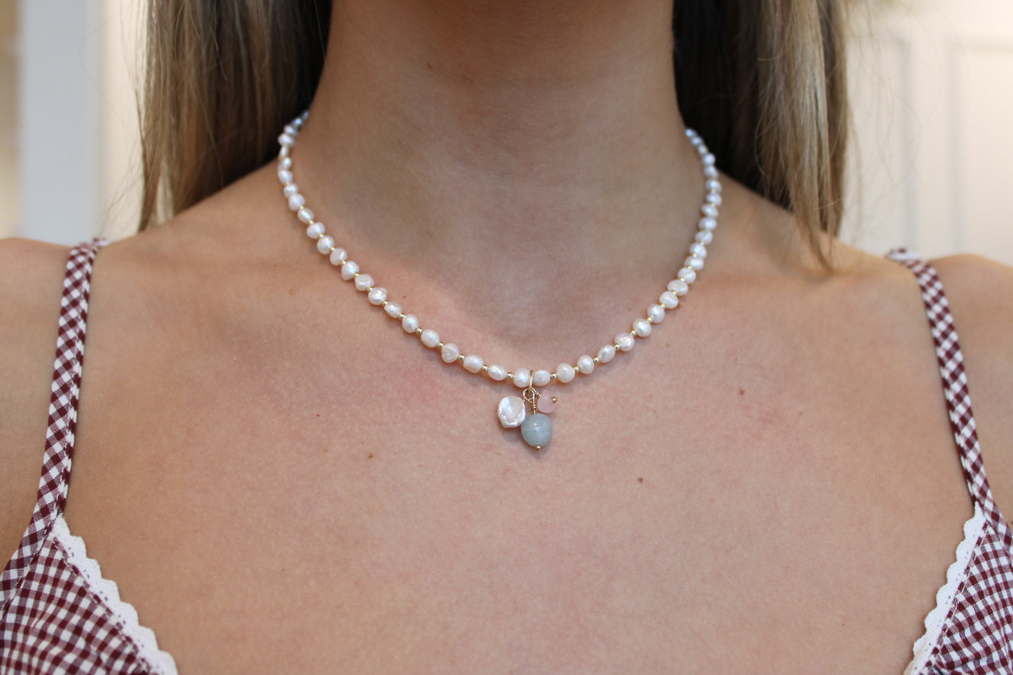 Tri Gem Drop Necklace