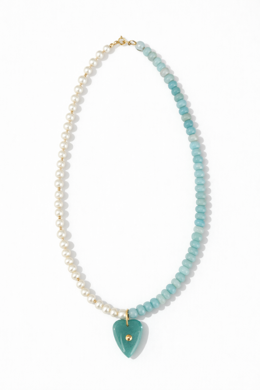 Pearl + Amazonite Heartstone