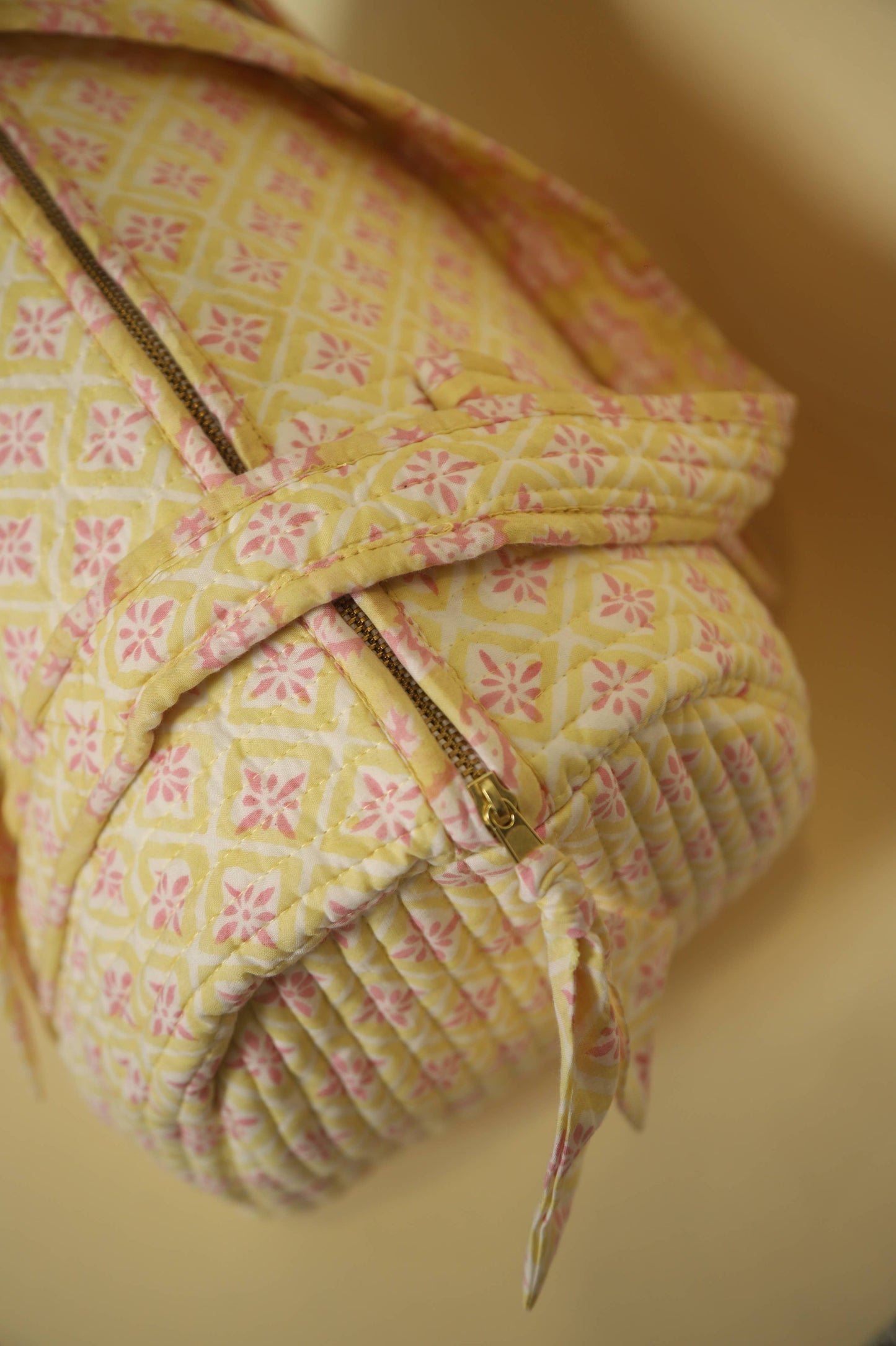 Yellow Quilted Duffle Bag