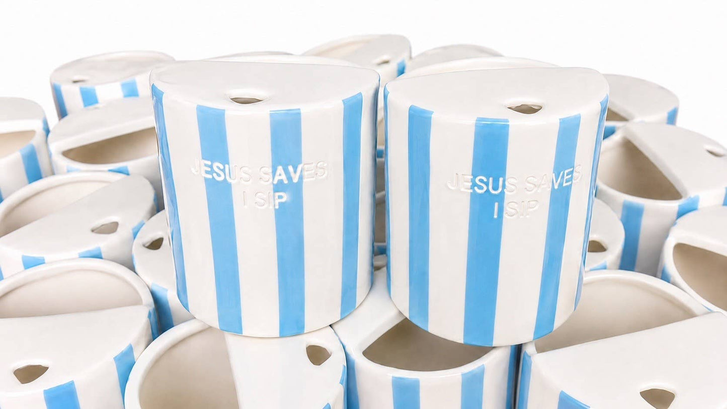 Christian Travel Mug | "Jesus Saves I Sip" Coffee Cup, Blue
