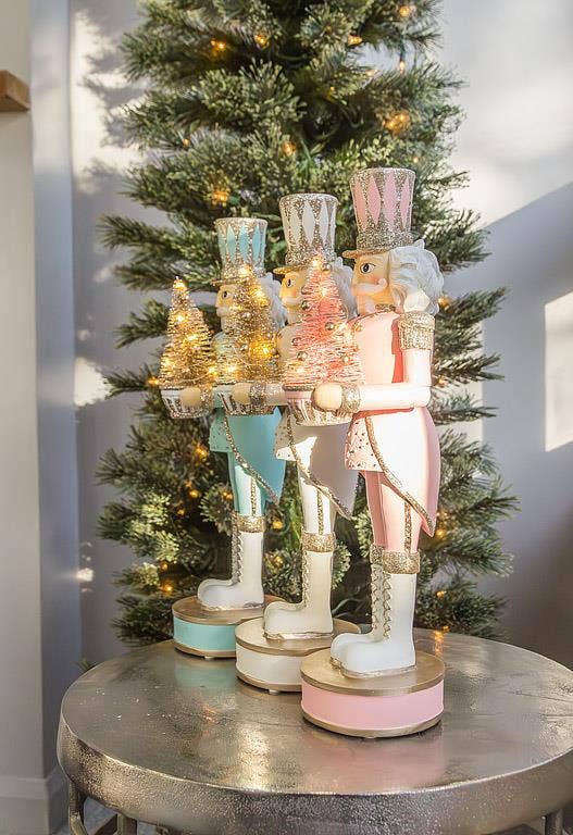 White Nutcracker with LED Tree-15"H