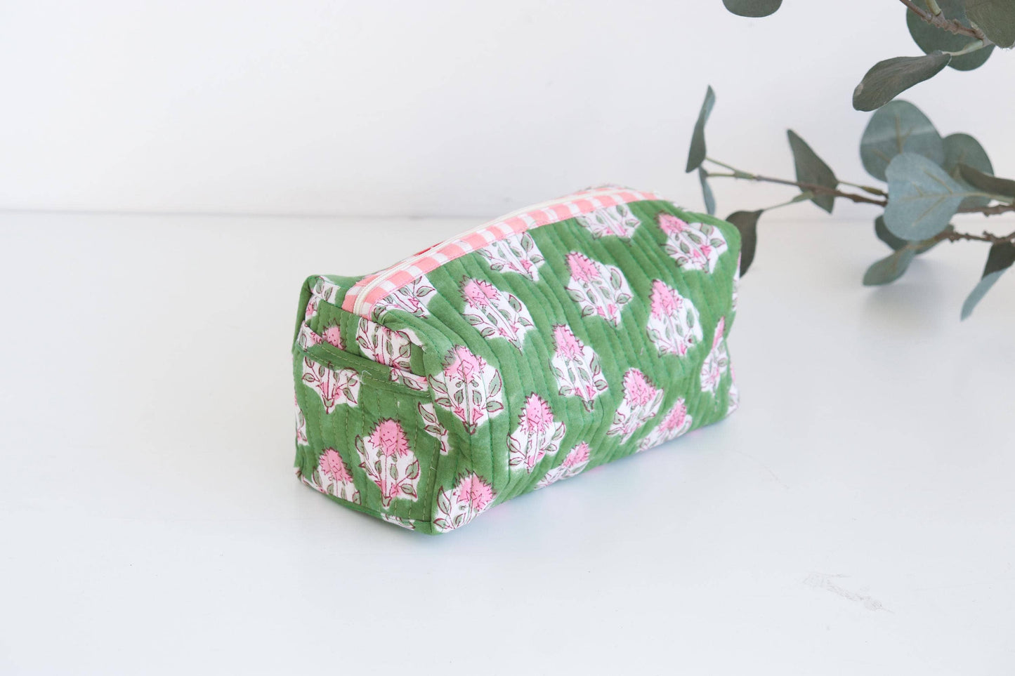 Quilted Floral Cosmetic Travel Organizer Bag