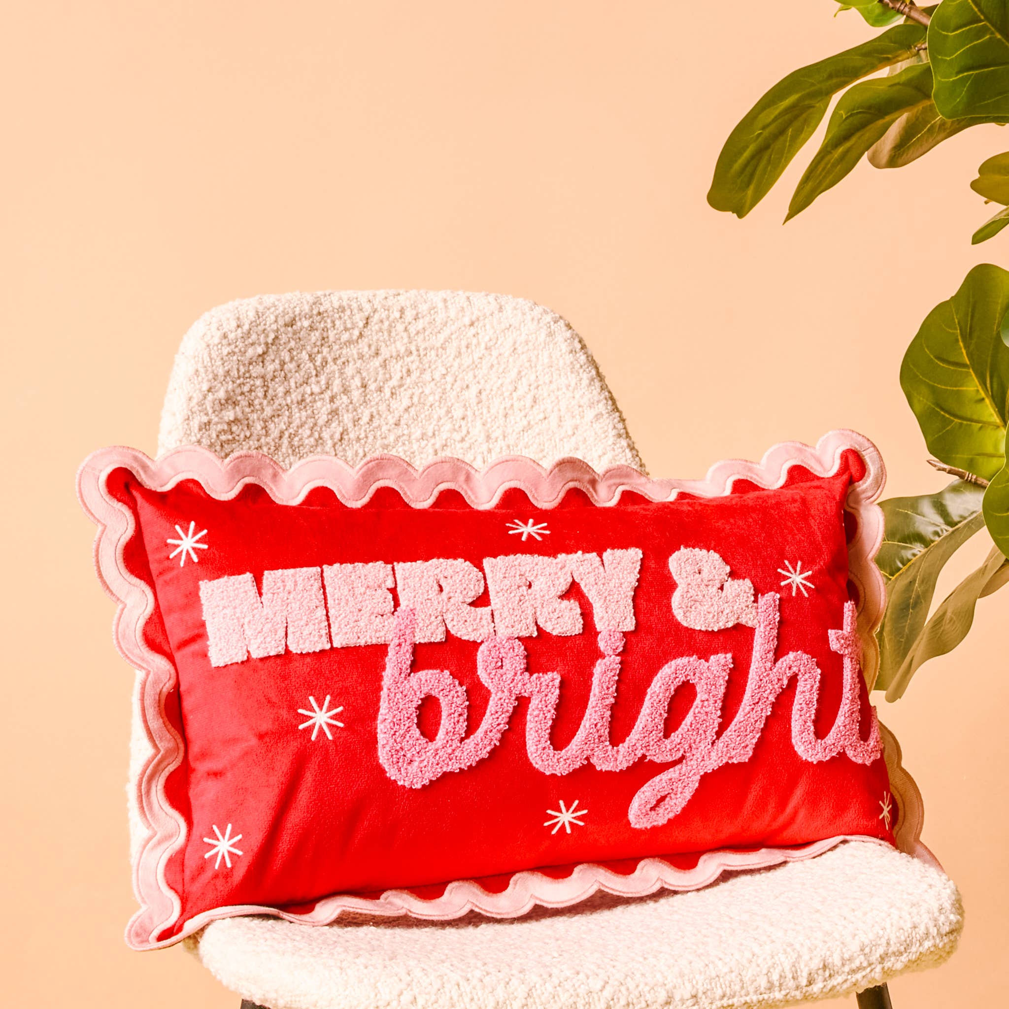 Scalloped Rectangle Throw Pillow-Merry & Bright - Thumbnail 2