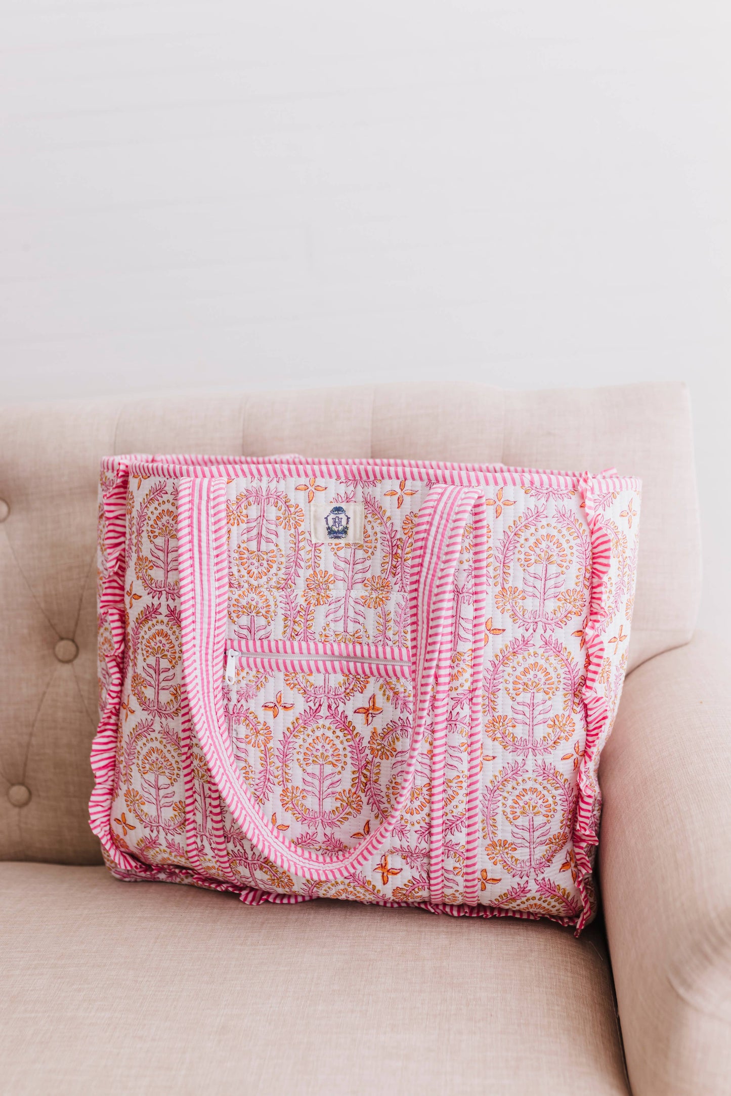 Dahlia | Large Quilted Ruffle Tote Bag