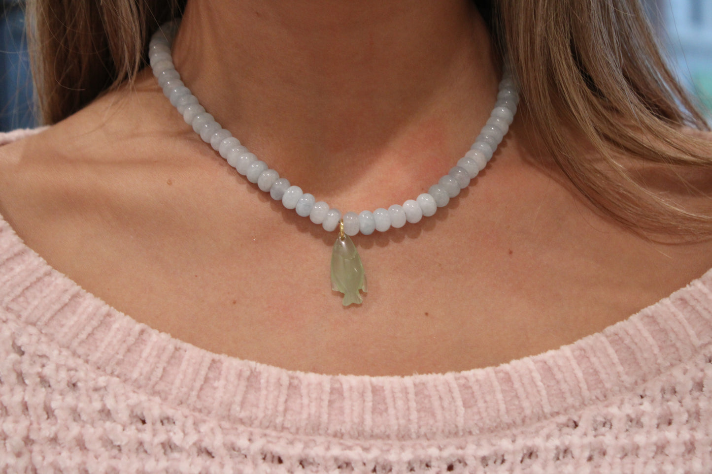Aquamarine Fish Necklace