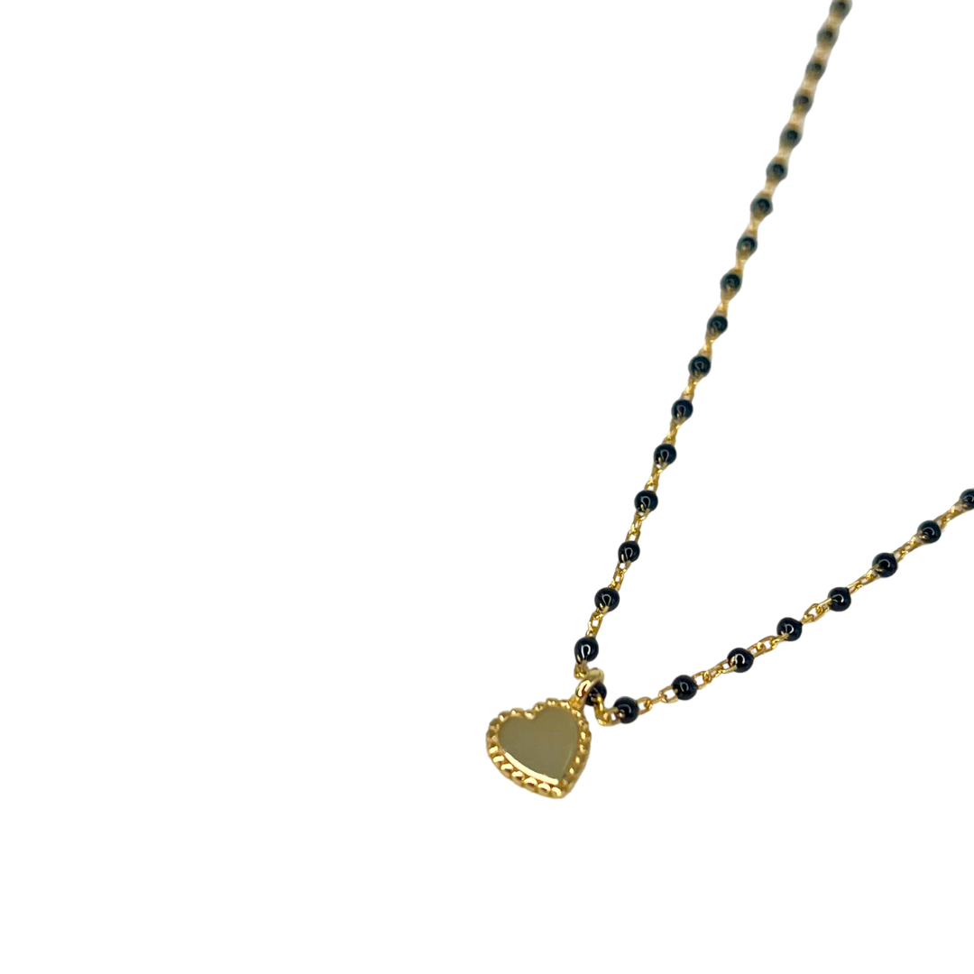 Elsa Mini Heart Necklace - Black