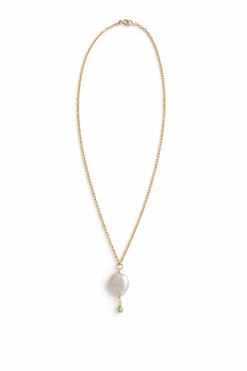 Peridot & Pearl Drop Necklace