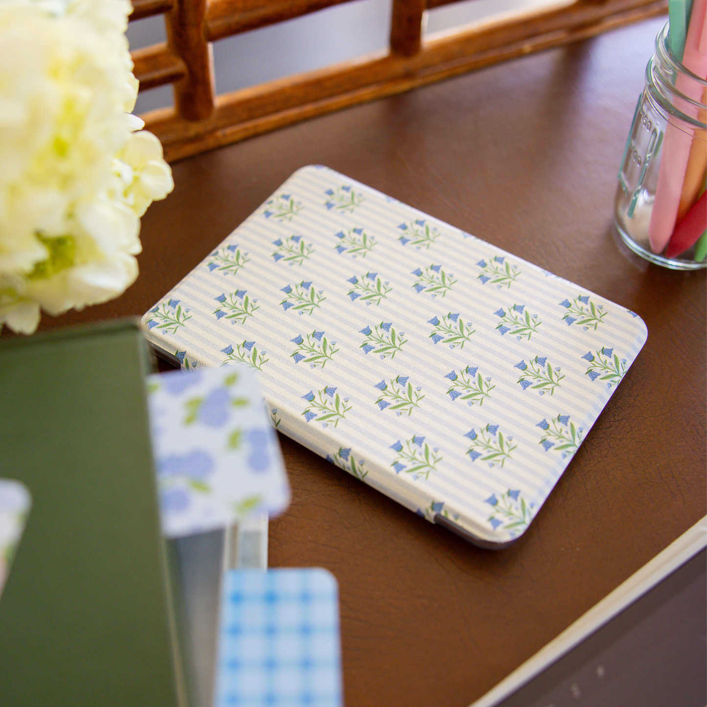 Bellflowers + Stripes | Kindle Case