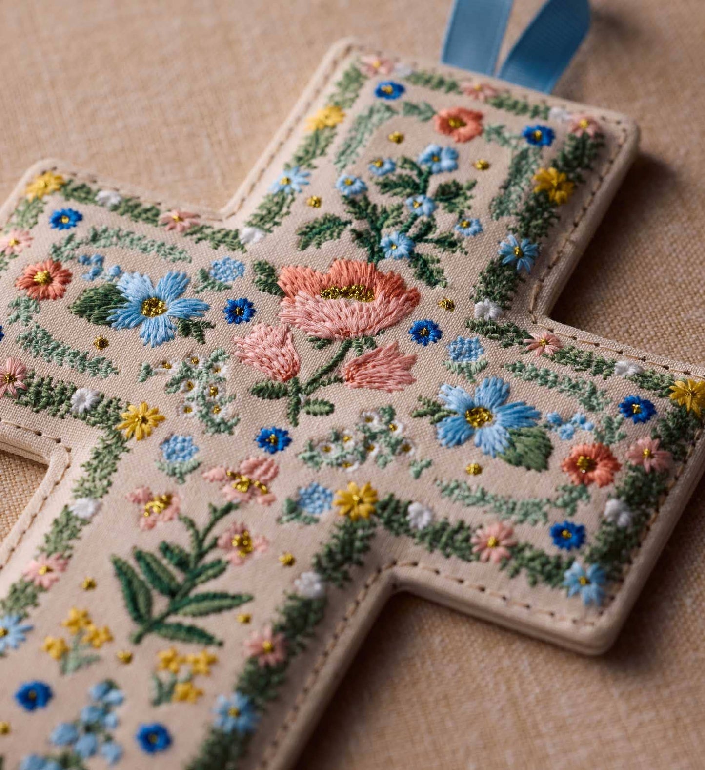 Rosette Embroidered Easter Cross