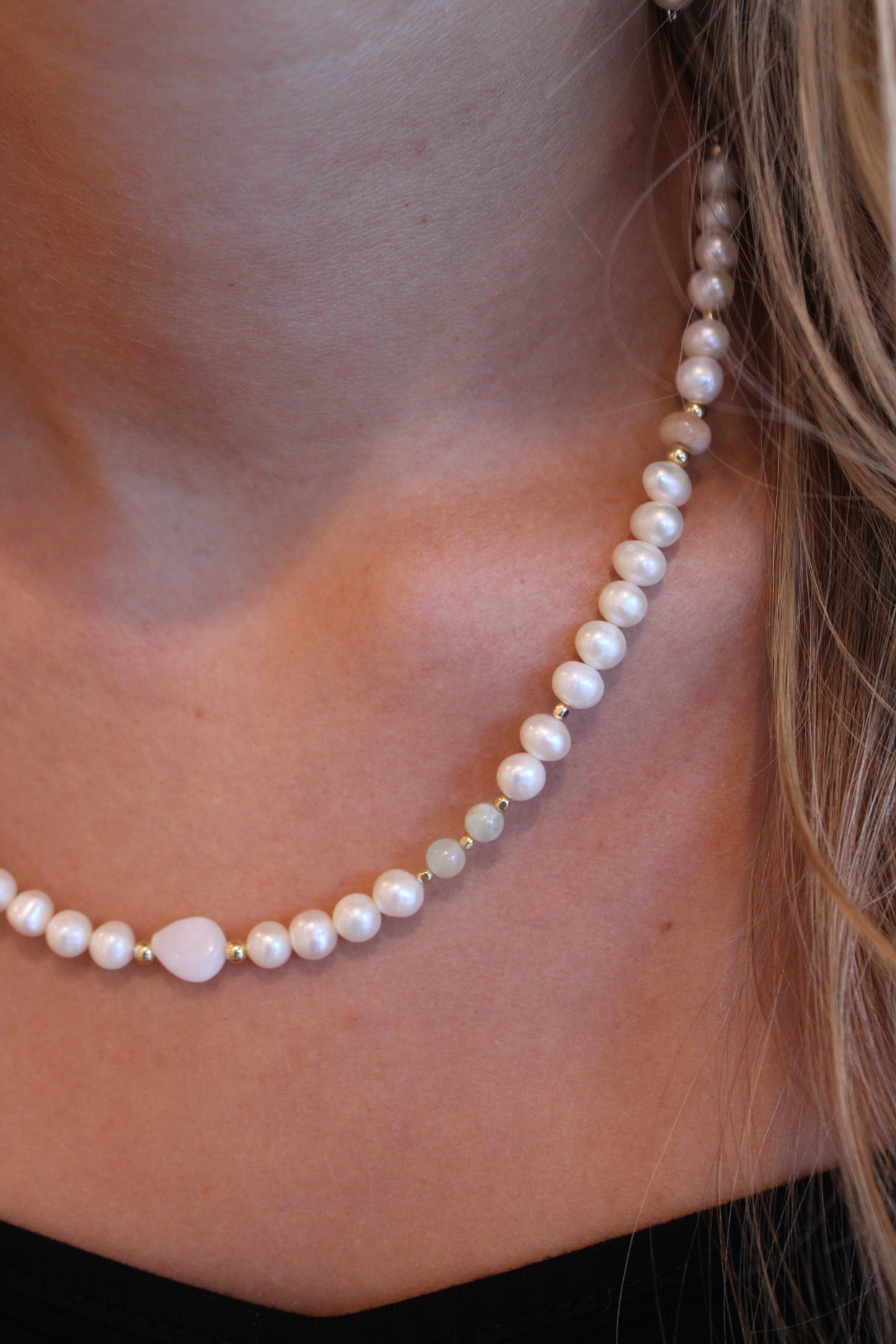 Freshwater Pearl + Opal Necklace